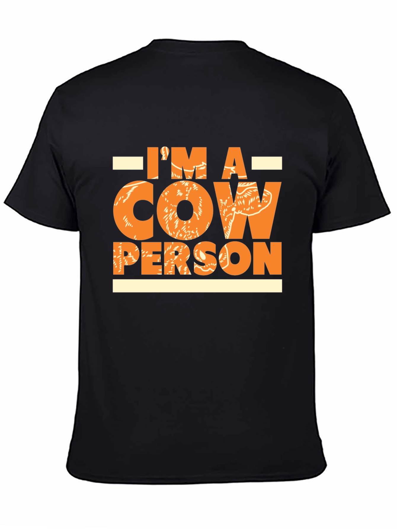 Black Cow Person Graphic Tee - Black Cotton Comfort Fit T-Shirt view 4