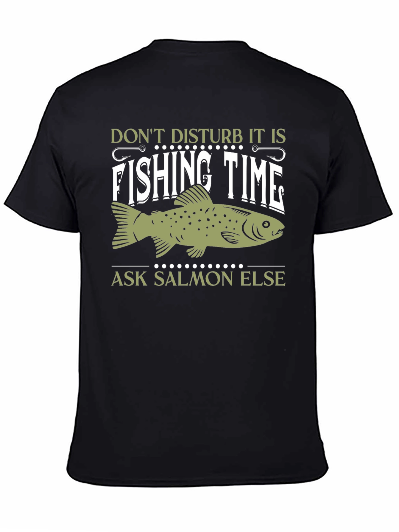 Black Fishing Time T-Shirt - Ask Salmon Else! view 4