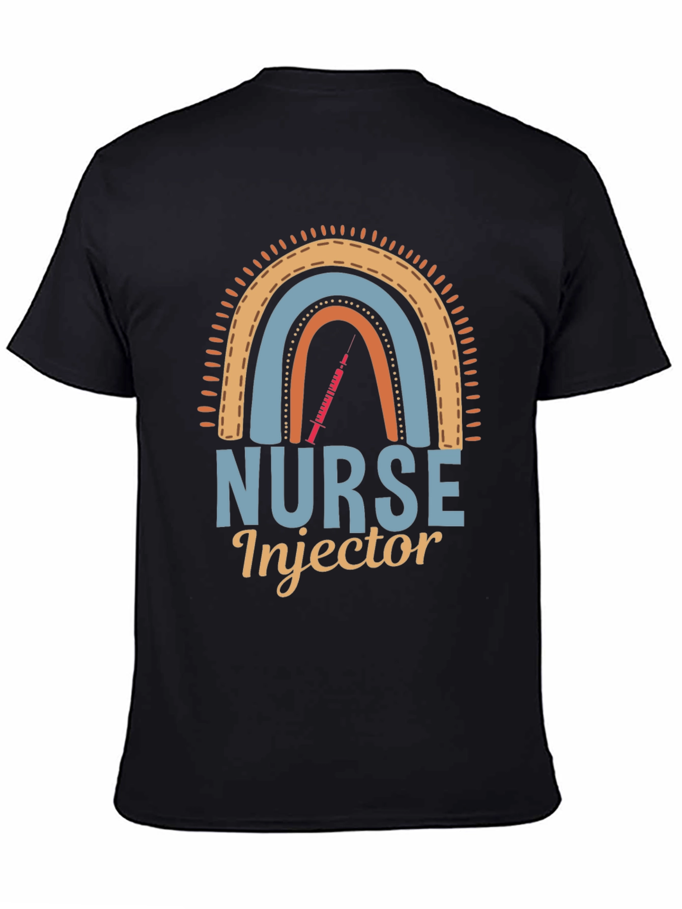 Black Nurse Injector Rainbow Graphic Tee view 4