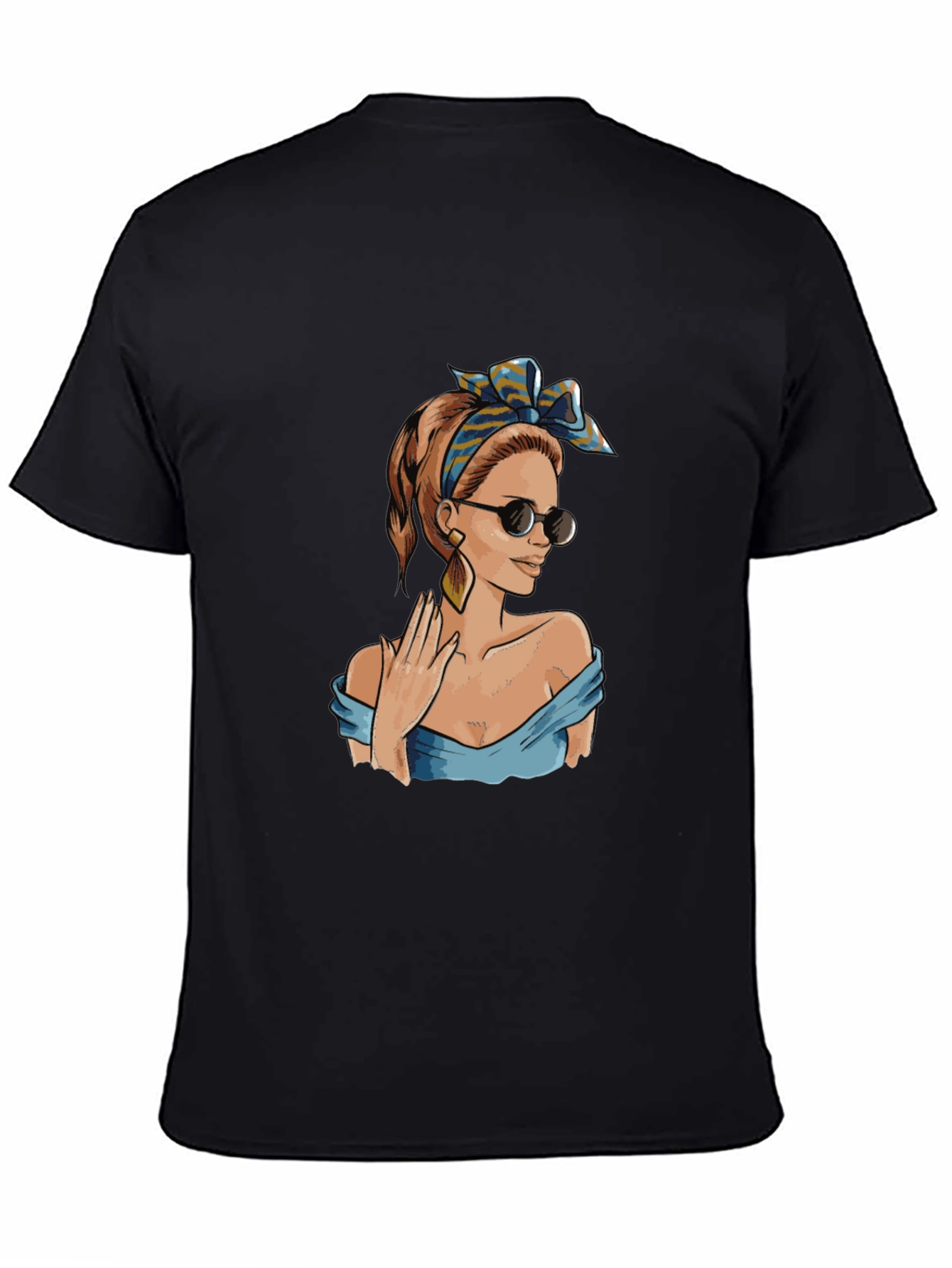 Black Retro Pin-Up Girl Graphic Black T-Shirt view 4