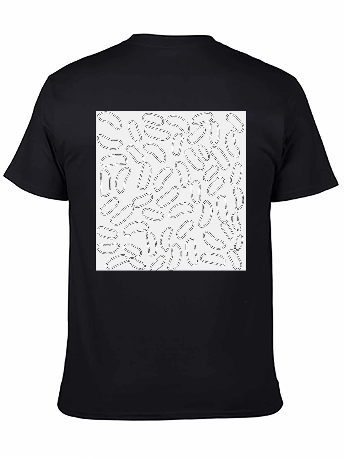 Black Bean Pattern Black Cotton T-Shirt view 4