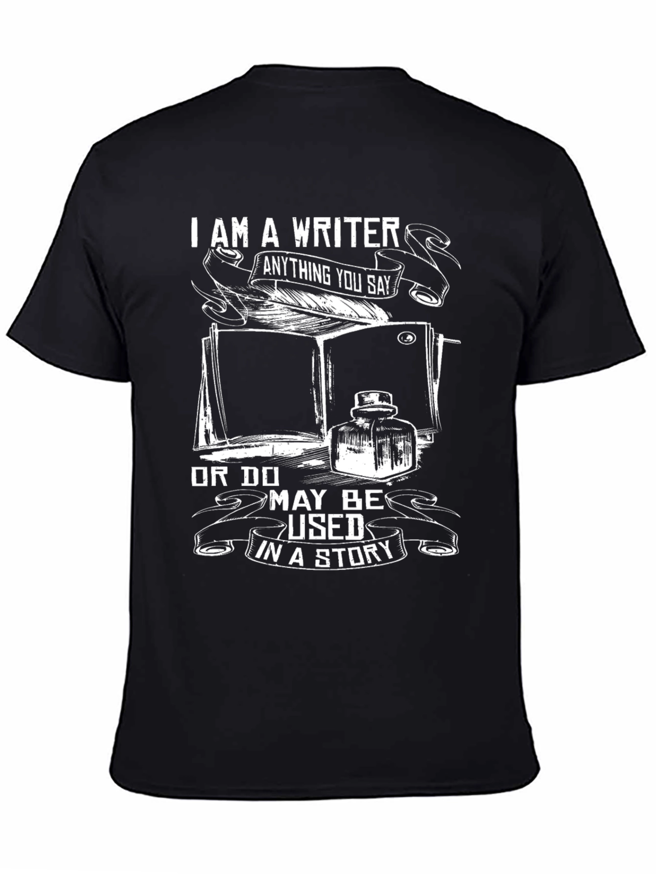 Black I am a Writer T-Shirt view 4