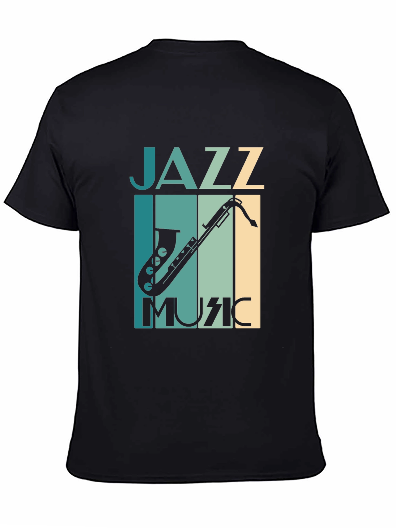Black Jazz Music Graphic Tee - Black Saxophone T-Shirt view 4