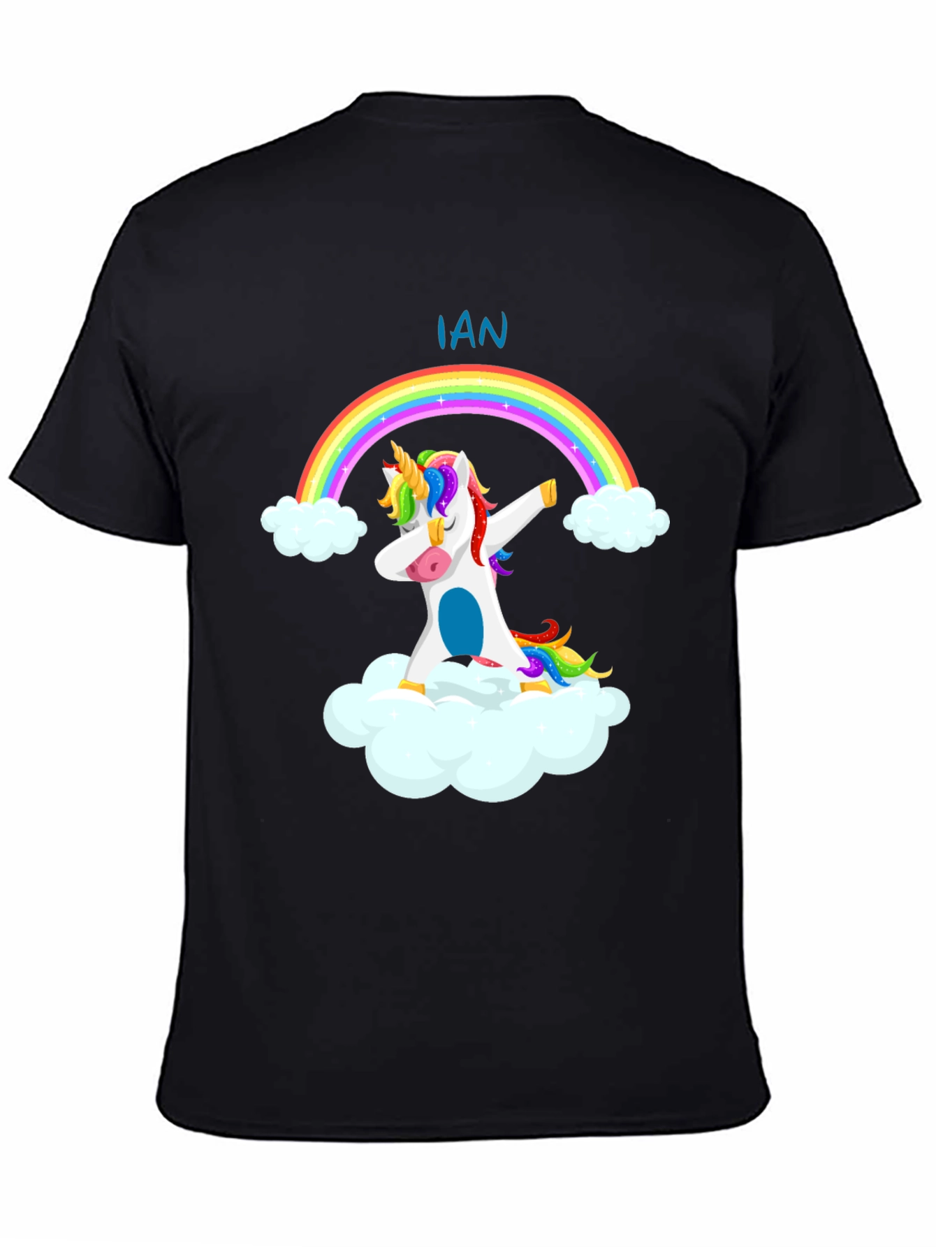 Black Unicorn Rainbow Dabbing T-Shirt - Personalized Ian view 4