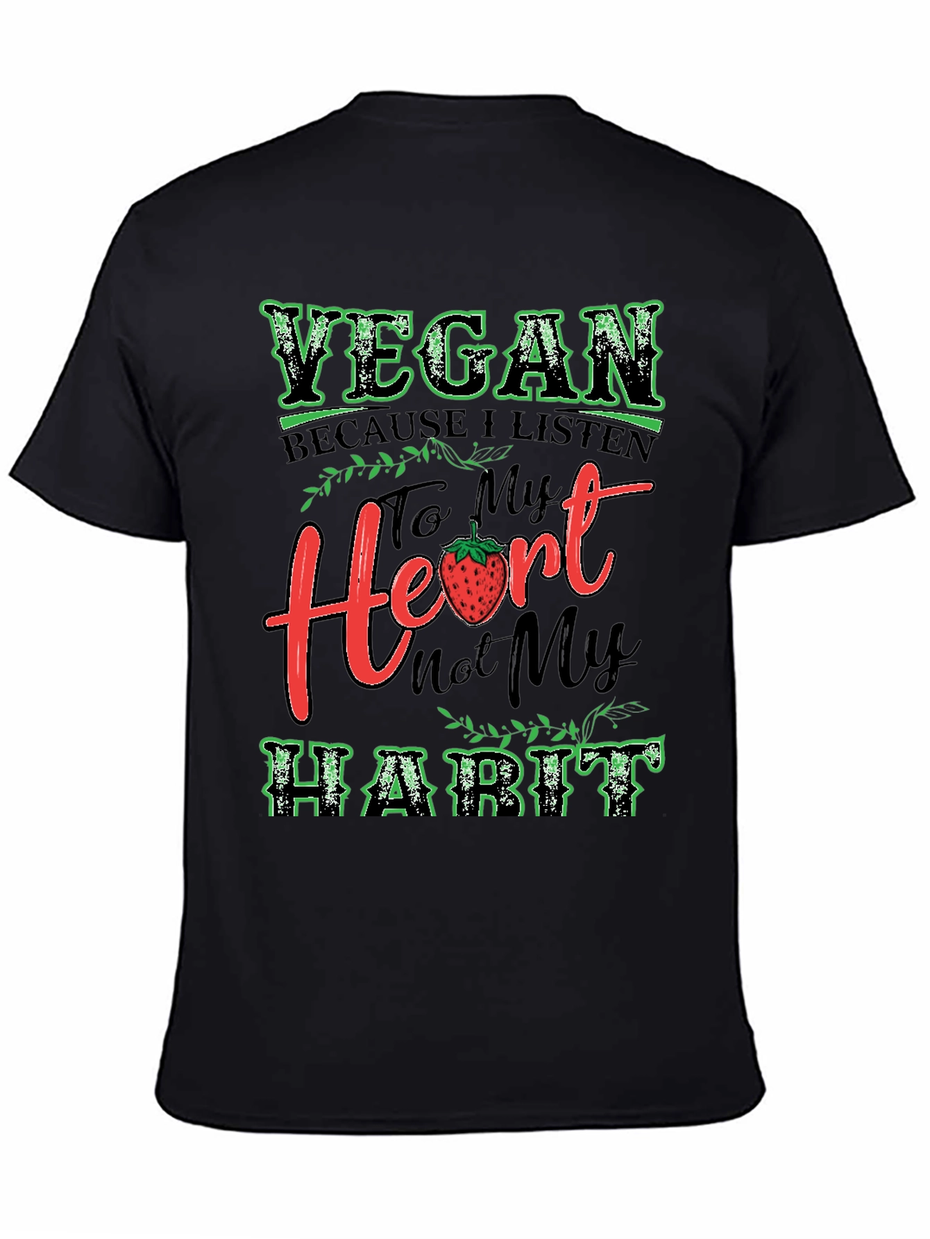 Black Vegan Heart Habit T-Shirt view 4