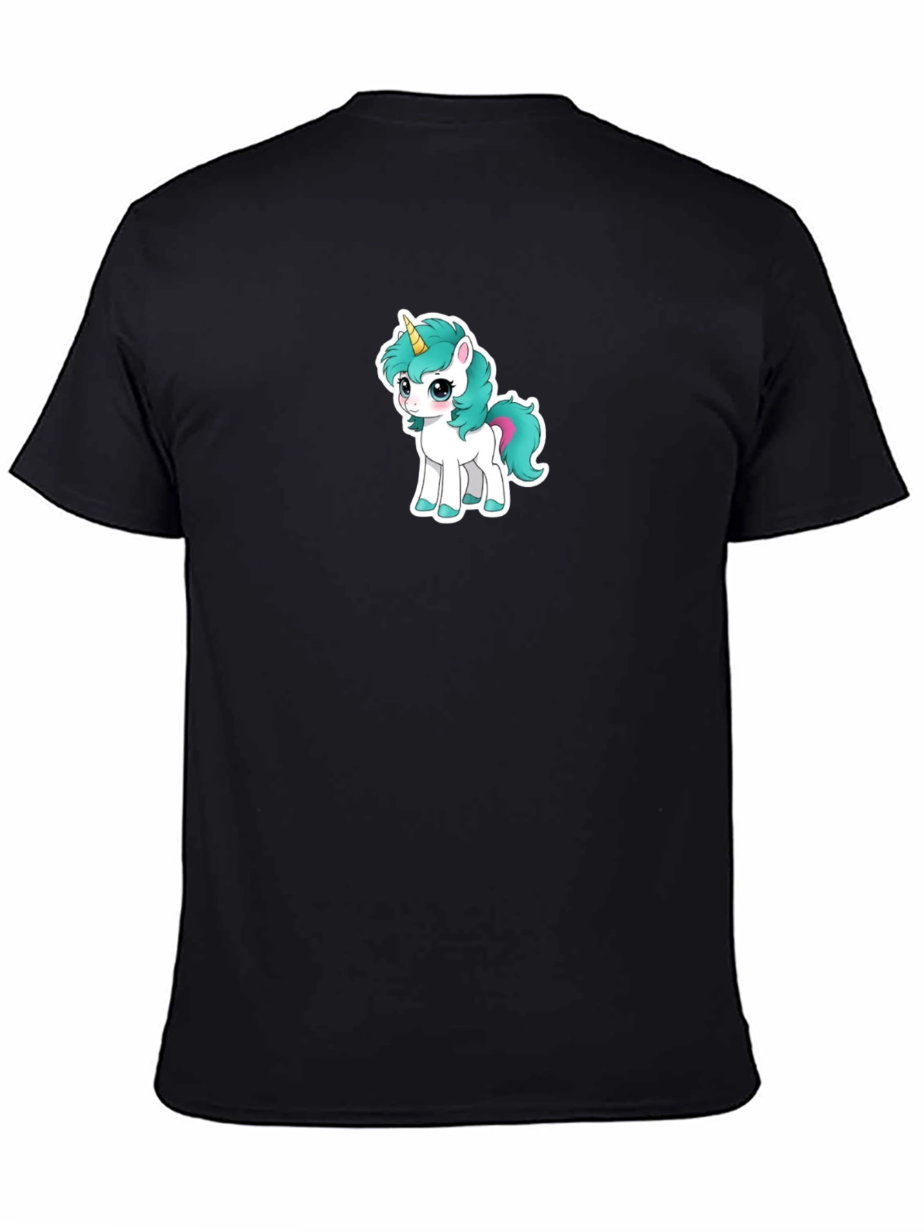 Black Cute Unicorn Graphic Tee - Black T-Shirt view 4