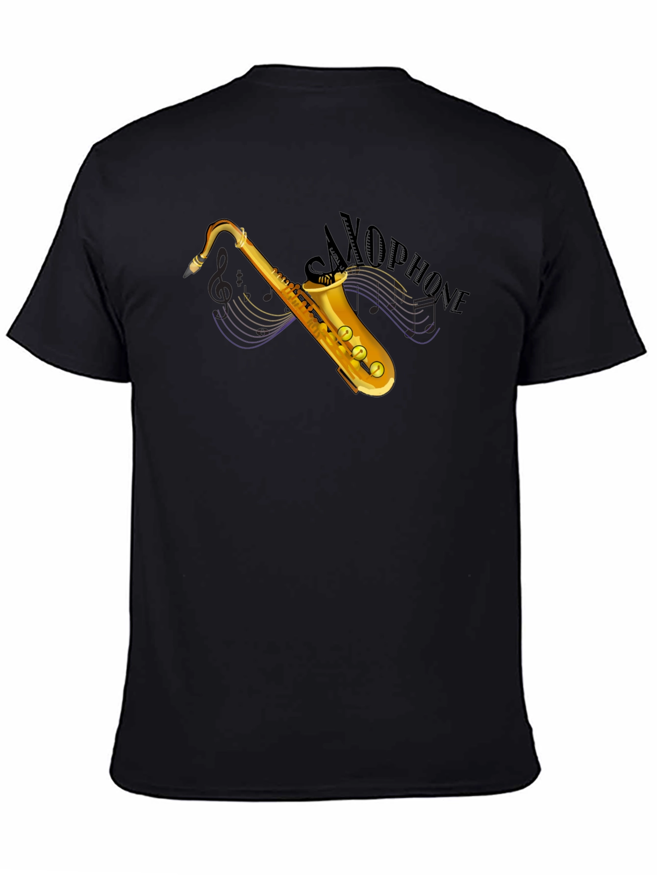 Black Saxophone Graphic T-Shirt - Music Lover Tee view 4