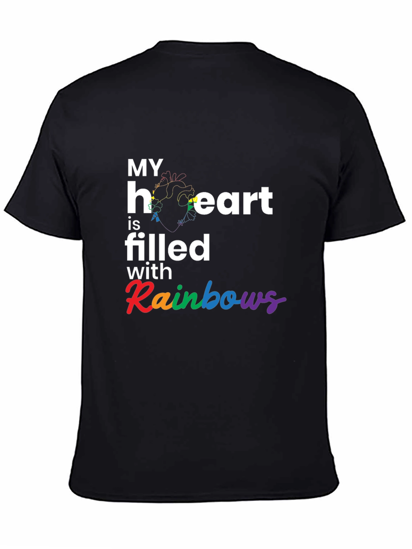 Black Rainbow Heart Filled T-Shirt view 4