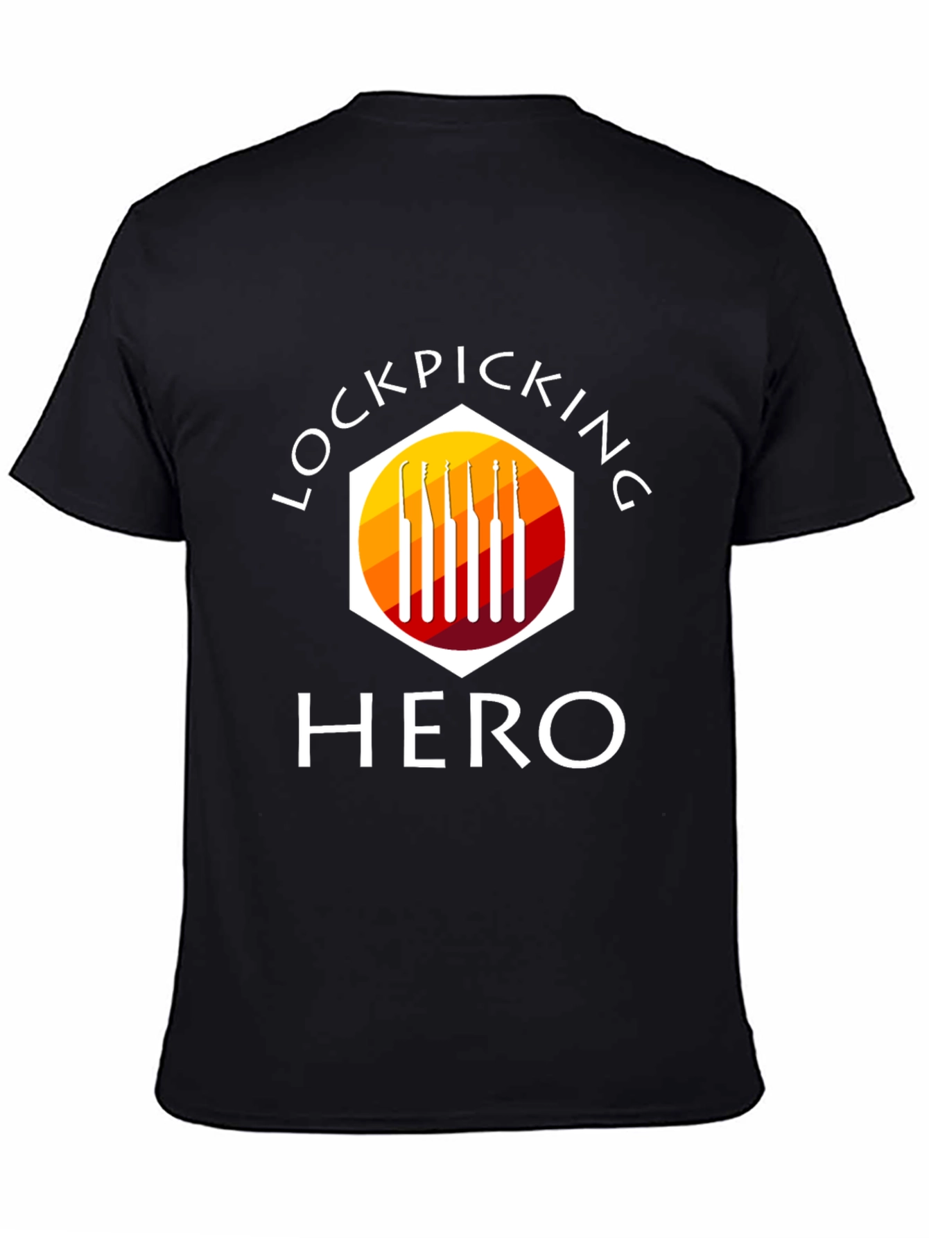 Black Lockpicking Hero T-Shirt - Black, Graphic Tee view 4