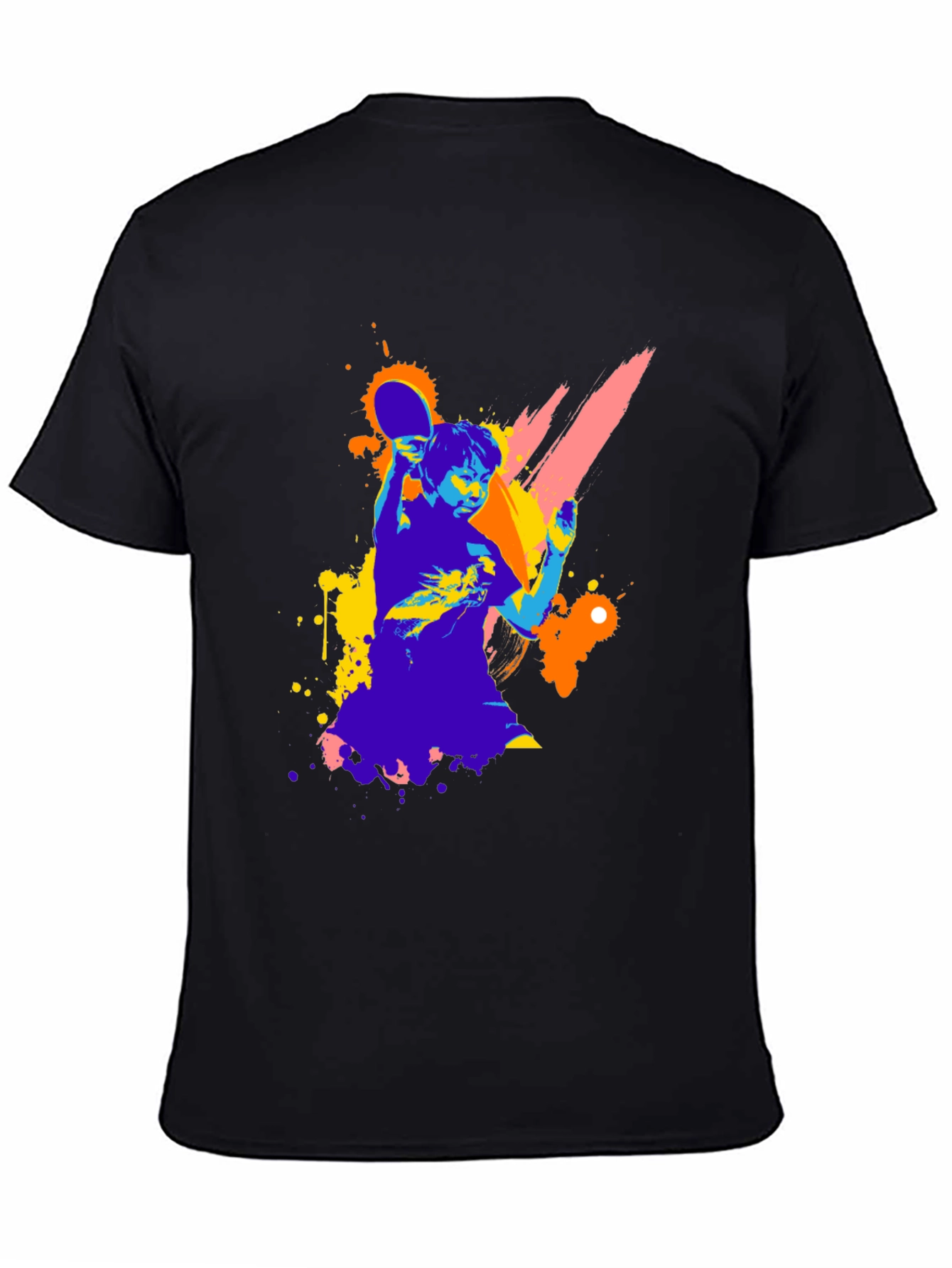 Black Ping Pong Player Graphic Tee - Stylish & Unique! view 4