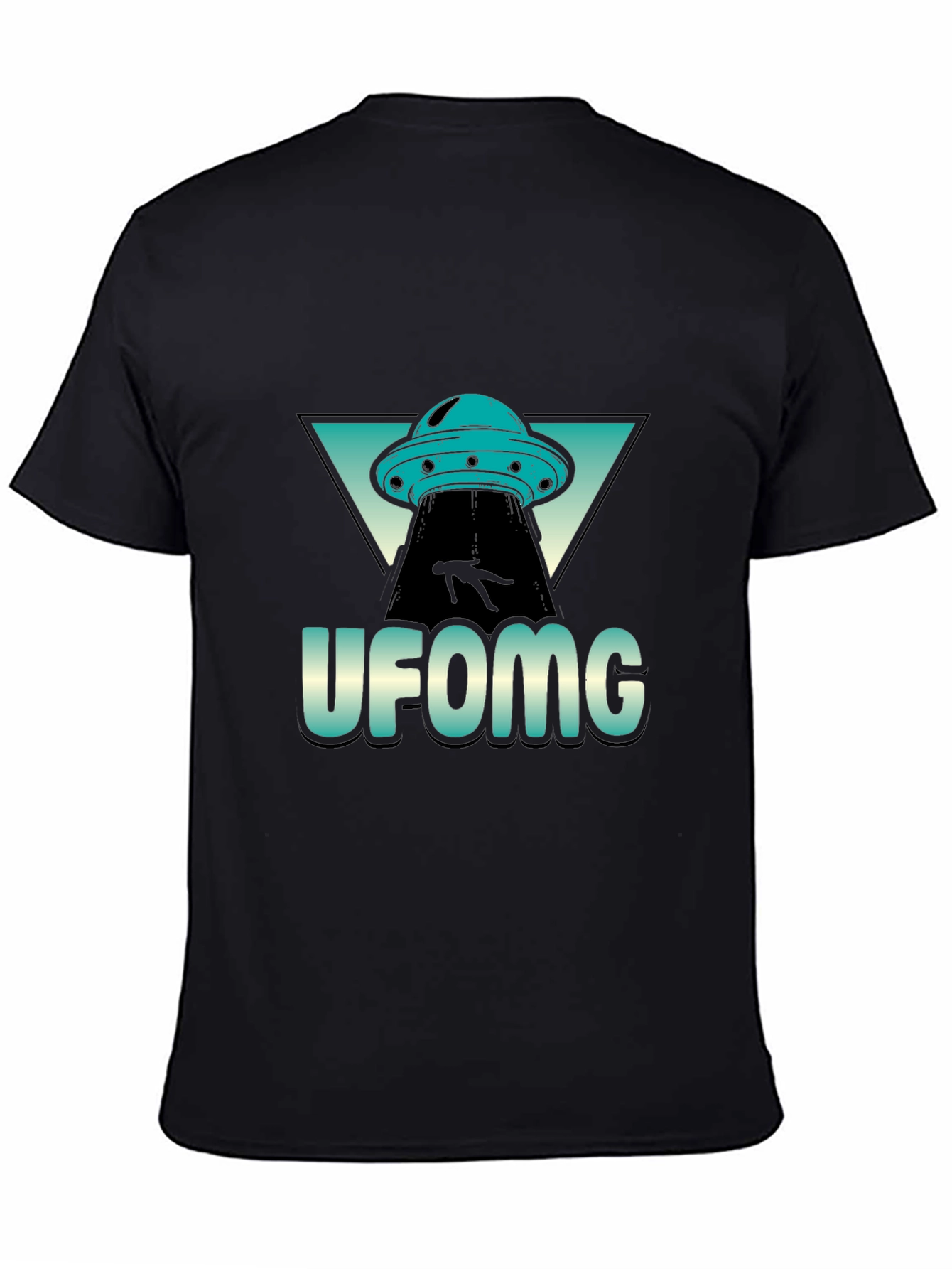 Black UFO Abduction Graphic T-Shirt - "UFOMG" Design view 4