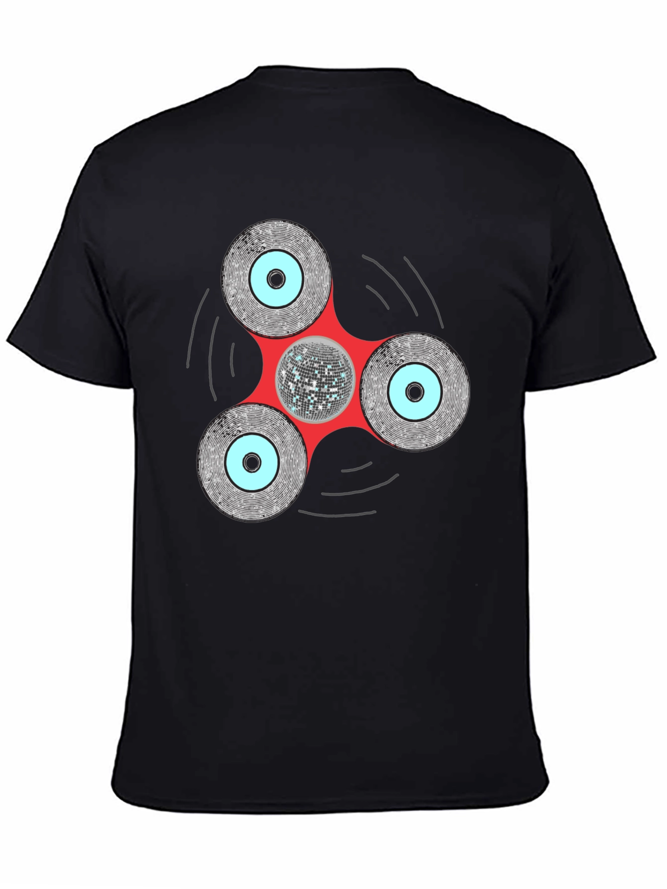 Black Disco Fidget Spinner Graphic Tee view 4