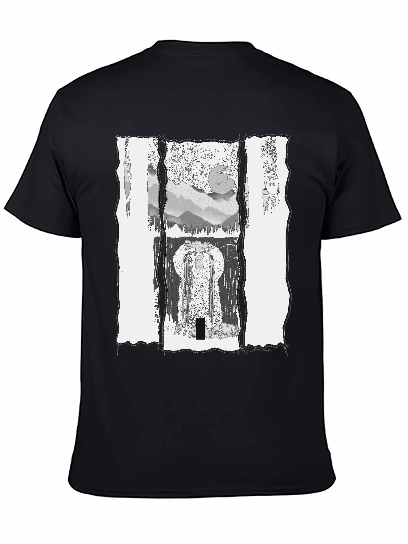 Black Abstract Landscape Graphic Tee - Black view 4