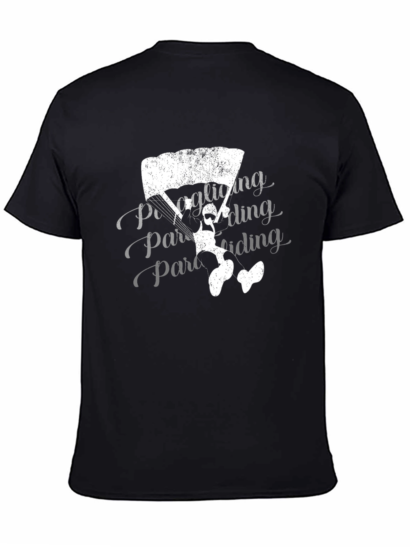 Black Paragliding Graphic Tee - Black Cotton T-Shirt view 4