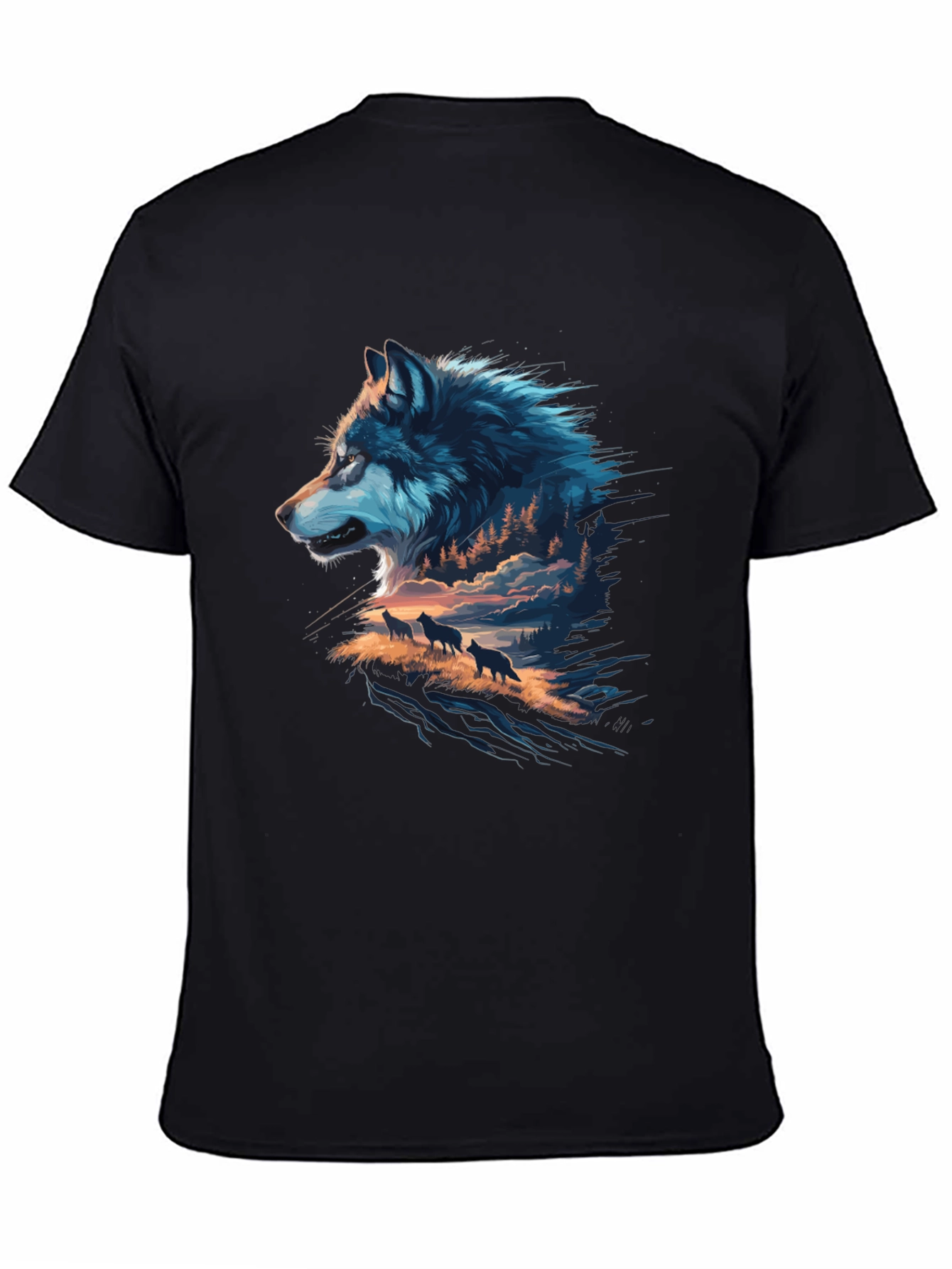 Black Wolf Pack Graphic Black T-Shirt view 4
