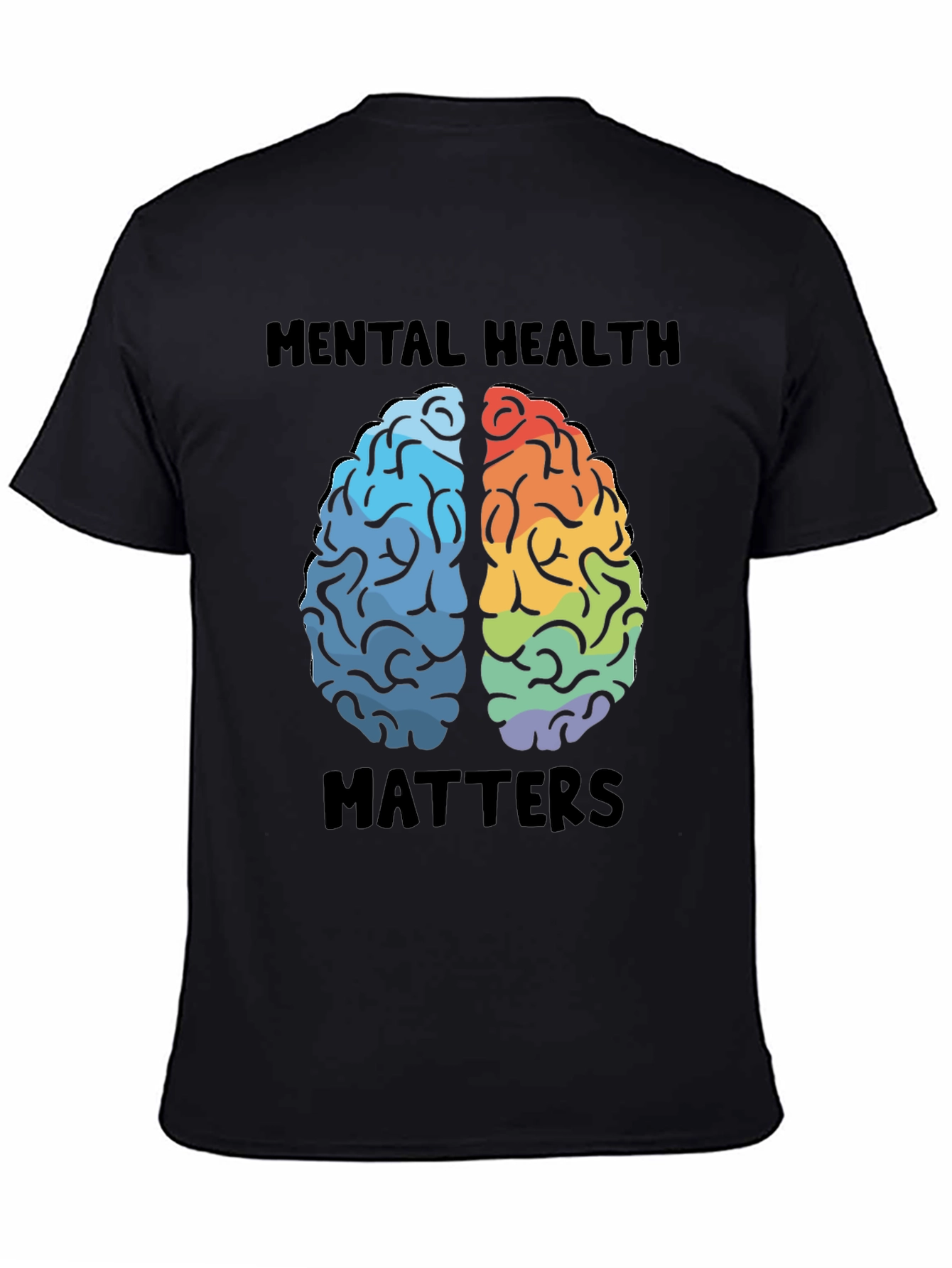 Black Mental Health Matters Brain Graphic T-Shirt view 4