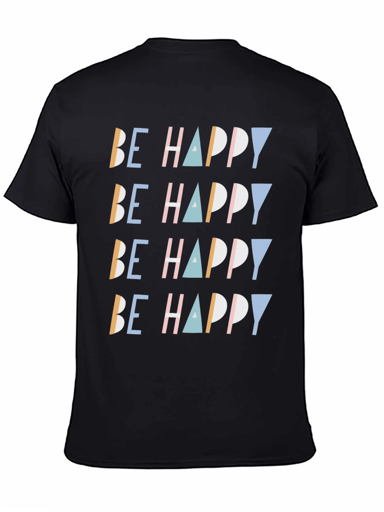 Black Be Happy Graphic Print Tee - Stylish Comfort view 4