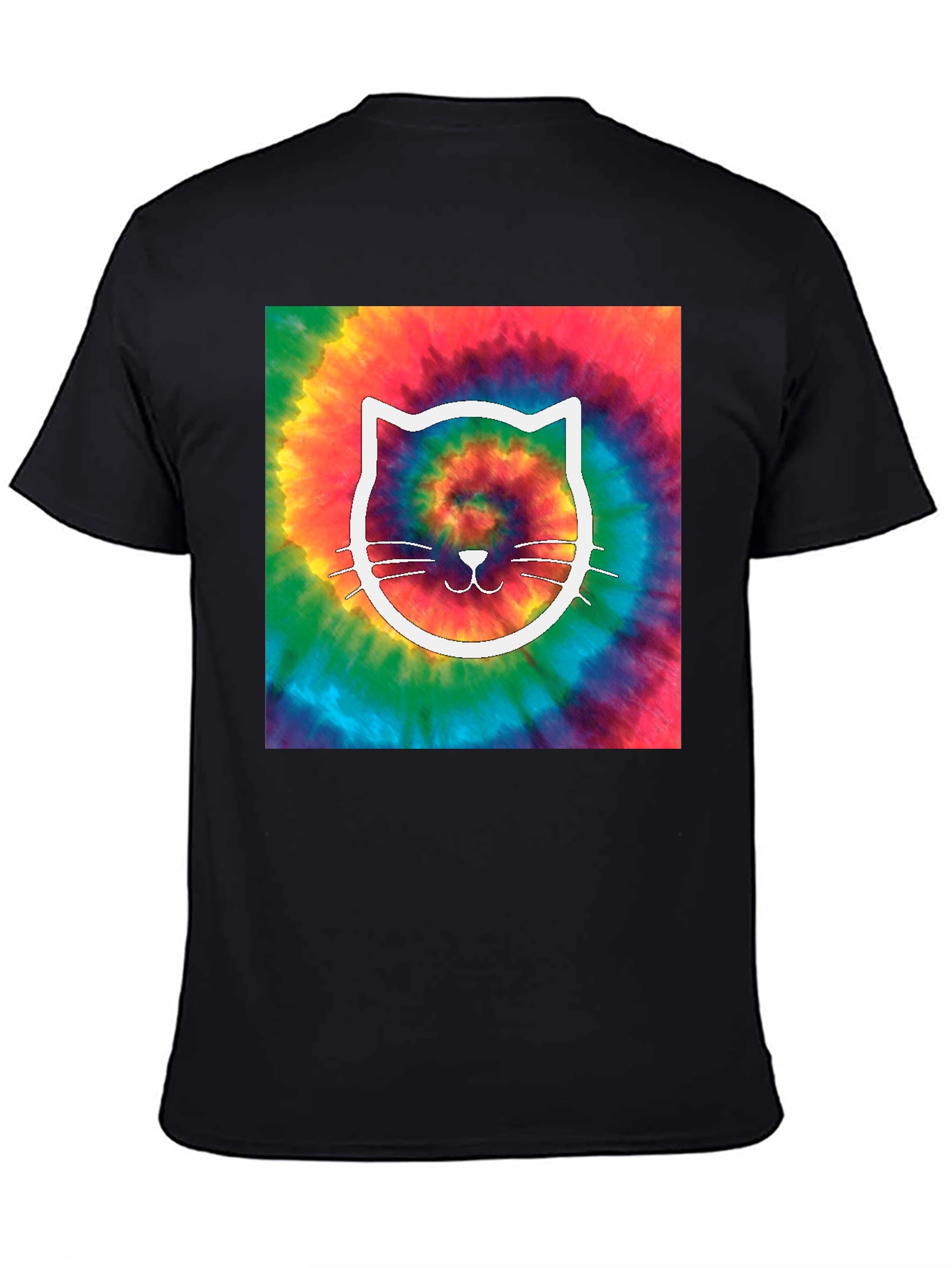 Black Tie-Dye Cat Graphic Tee view 4