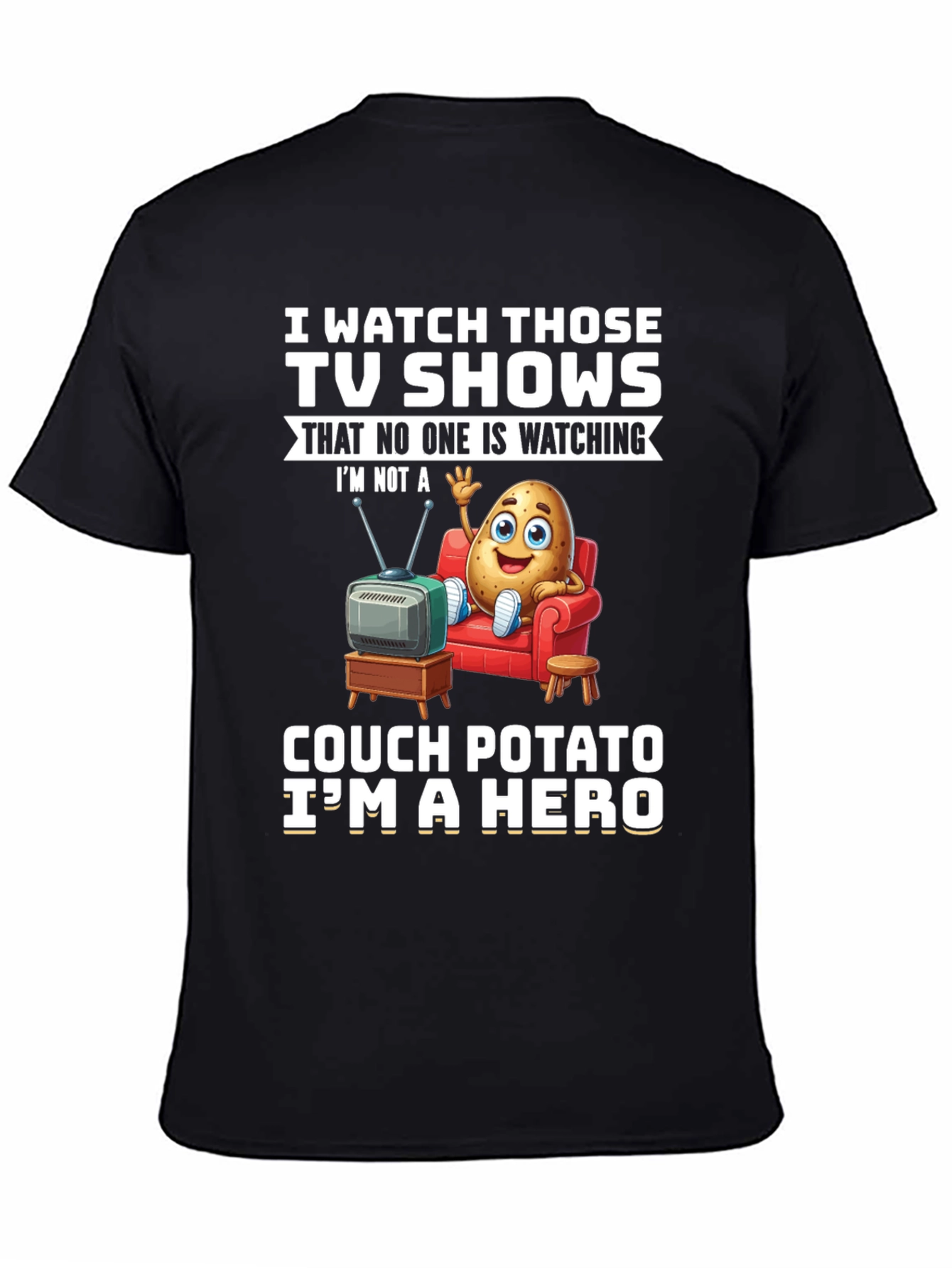 Black Couch Potato Hero T-Shirt view 4