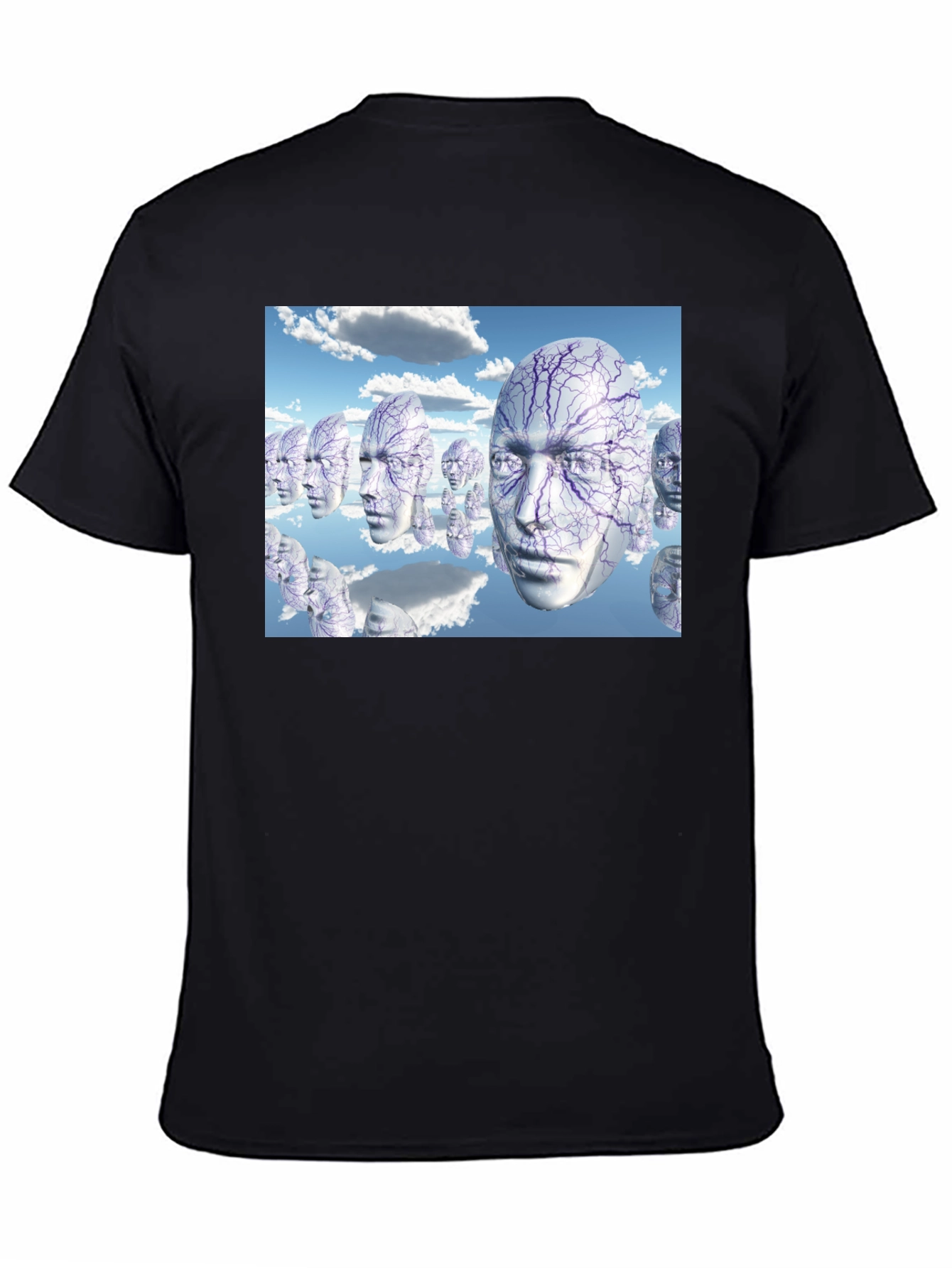 Black Surreal Faces T-Shirt - Unique Graphic Tee view 4