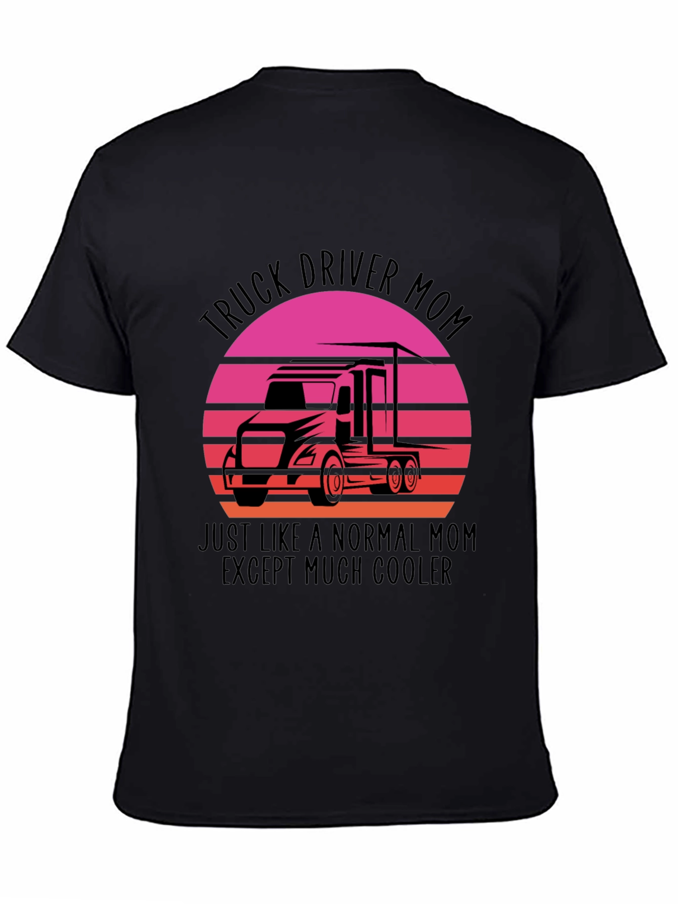 Black Truck Driver Mom Graphic Tee - Cool Mom Shirt view 4