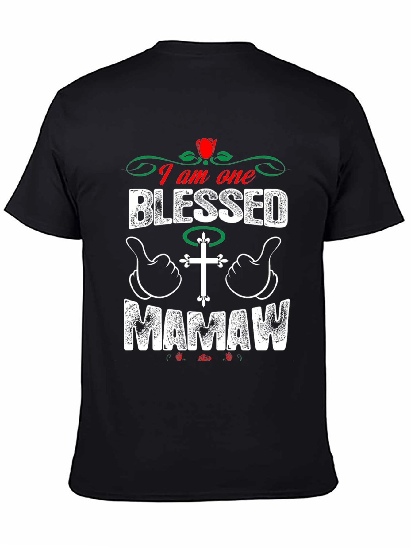 Black Blessed Mamaw T-Shirt - Christian Family Love view 4