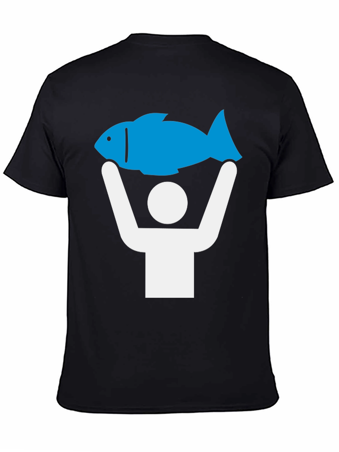 Black Funny Fish Catch T-Shirt - Blue Graphic Tee view 4