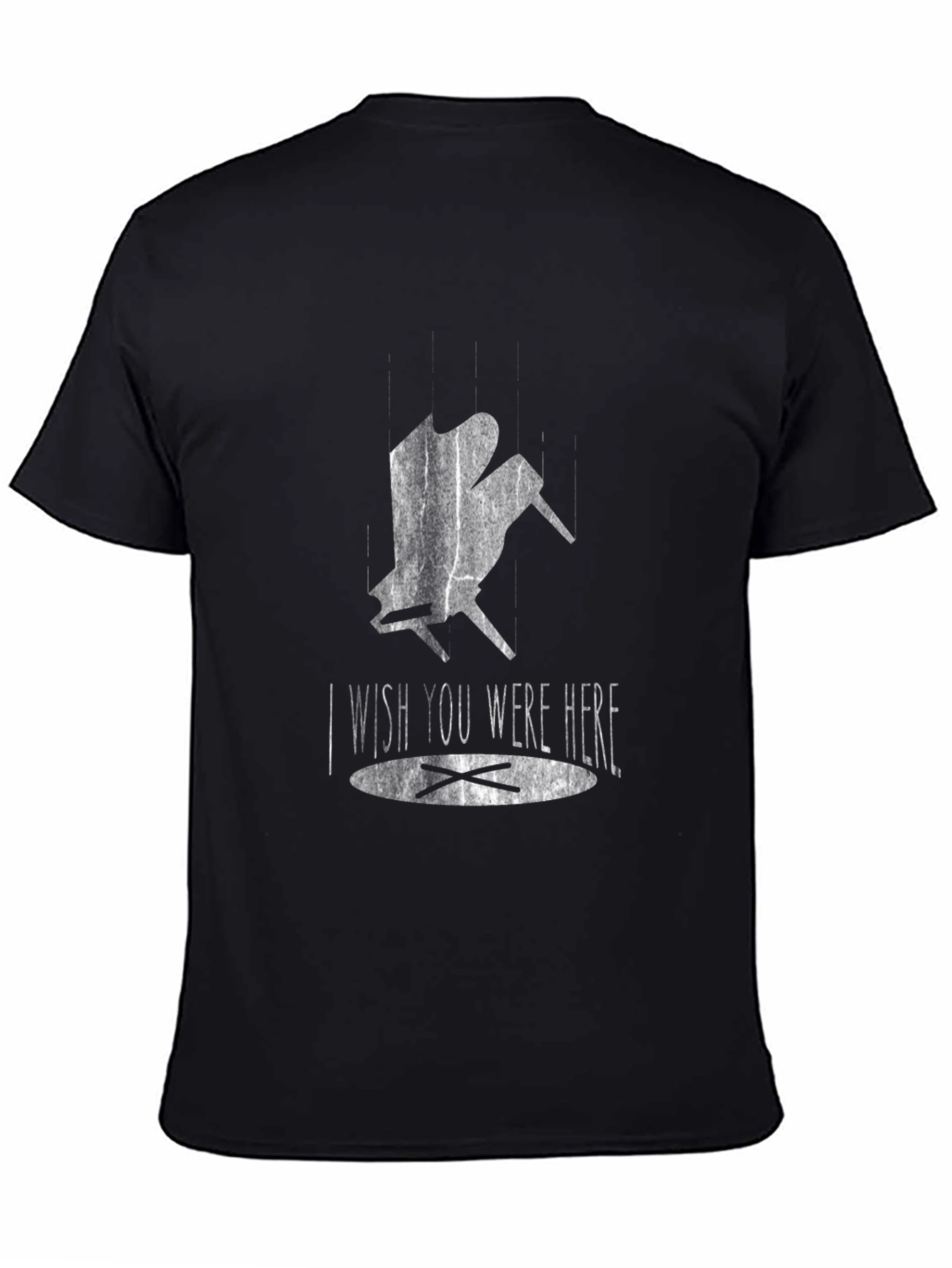 Black Wish You Were Here Graphic Tee - Black Cotton T-Shirt view 4