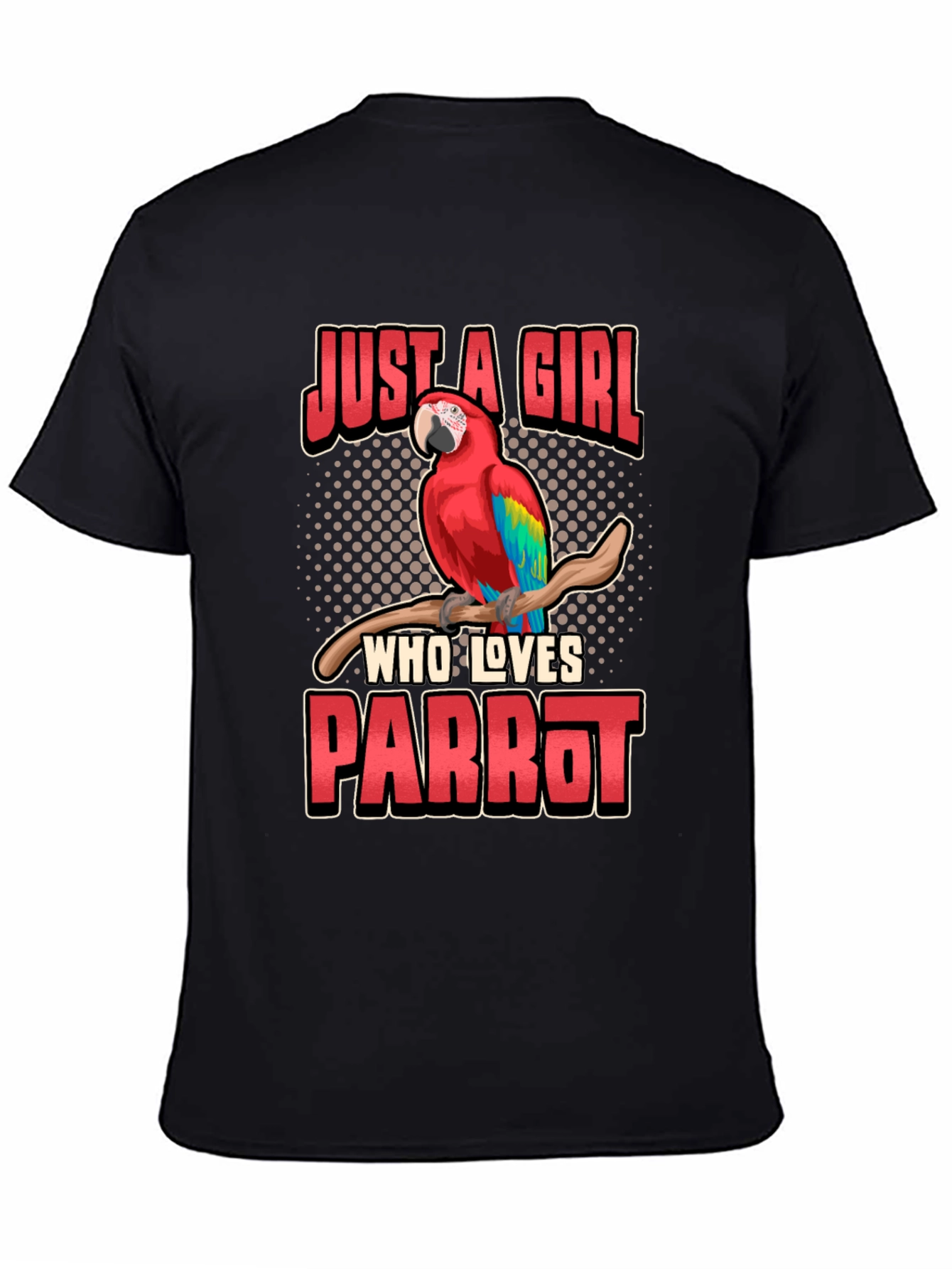 Black Just A Girl Who Loves Parrot T-Shirt view 4
