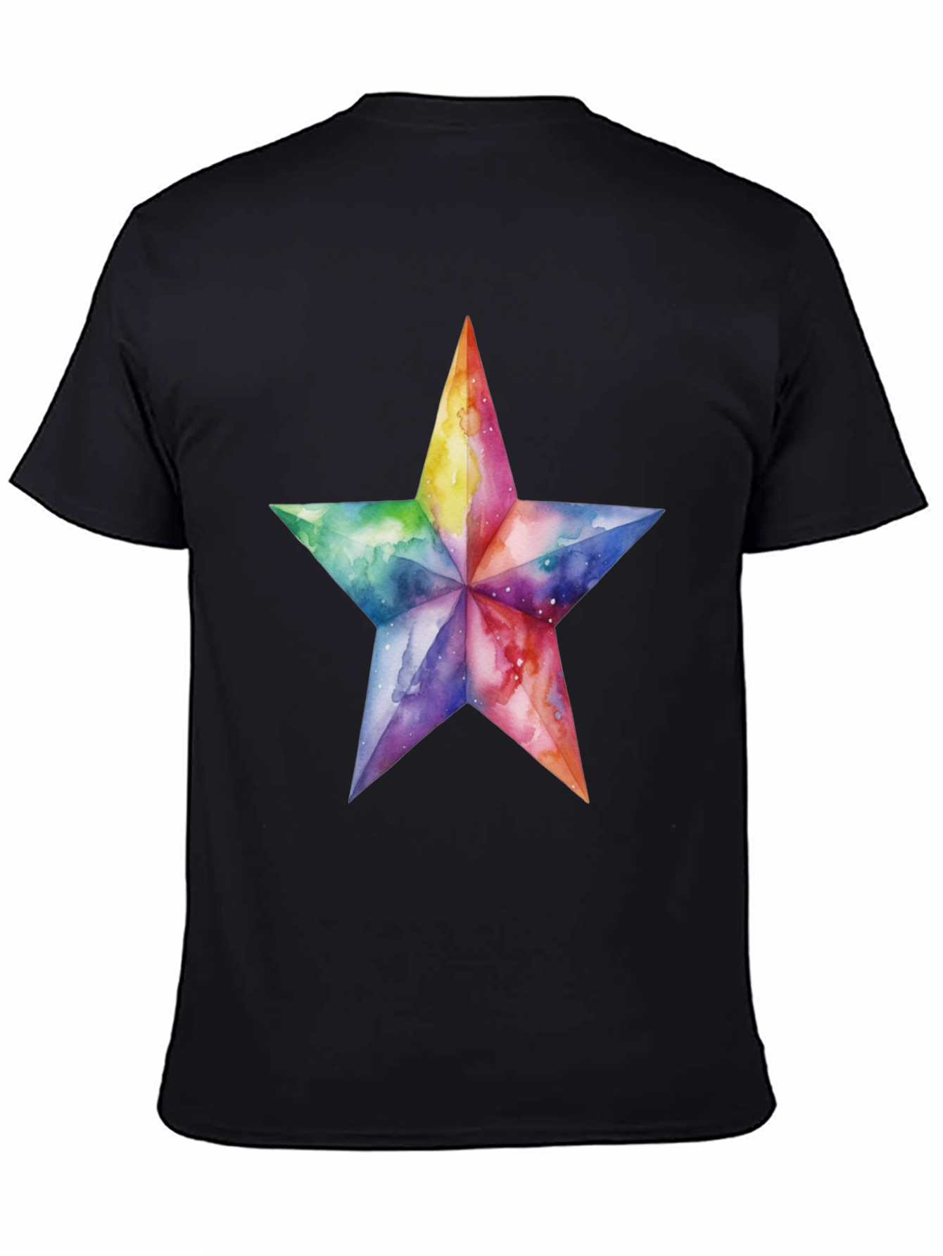Black Watercolor Star Graphic Tee - Black view 4