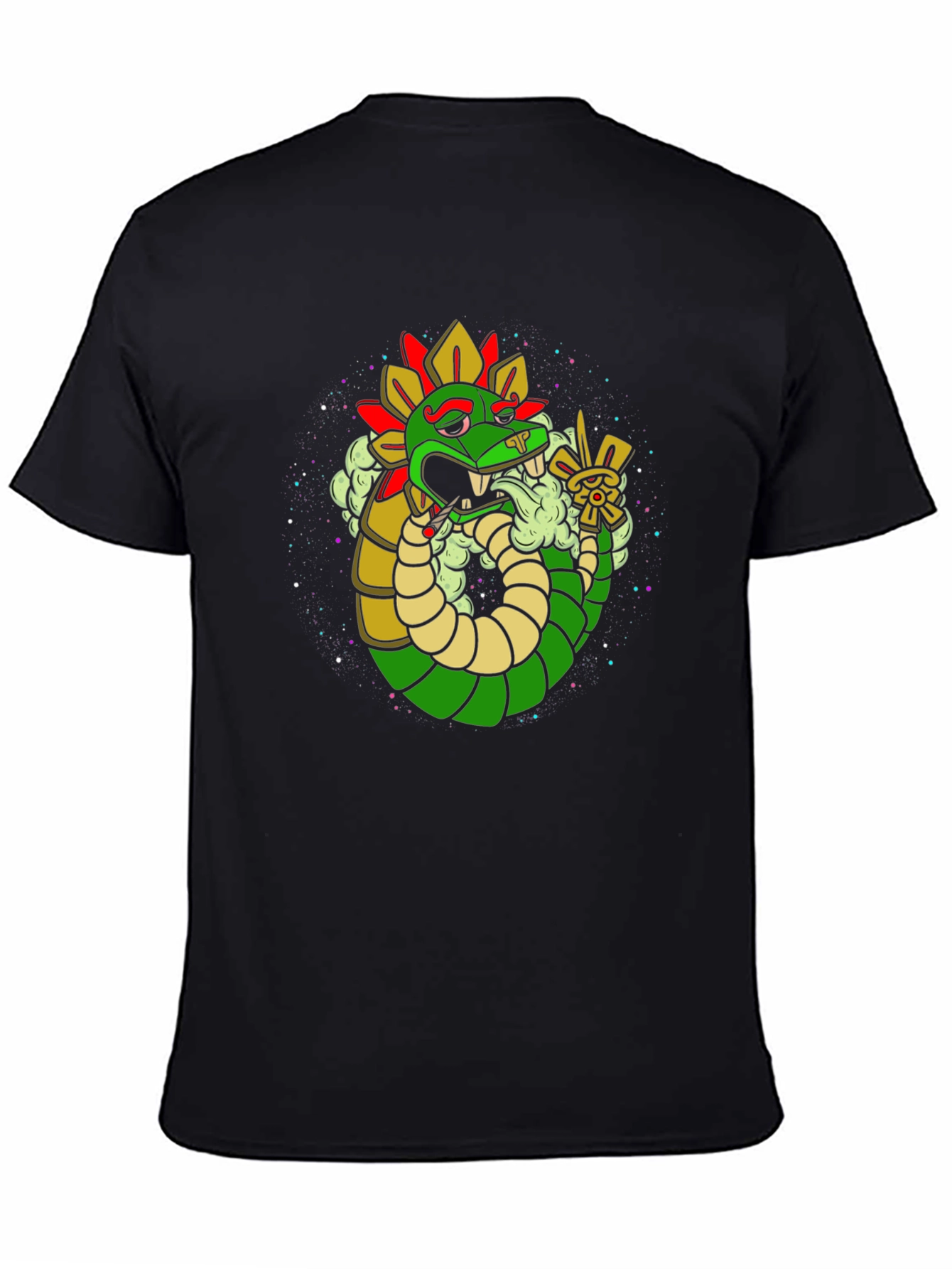Black Aztec Serpent Tee - Cool Graphic T-Shirt view 4