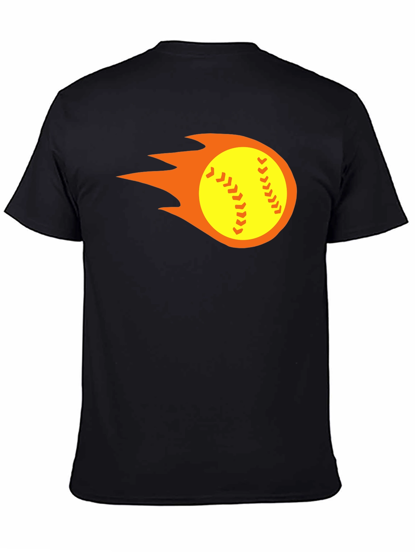 Black Flaming Softball Graphic Tee - Black T-Shirt view 4