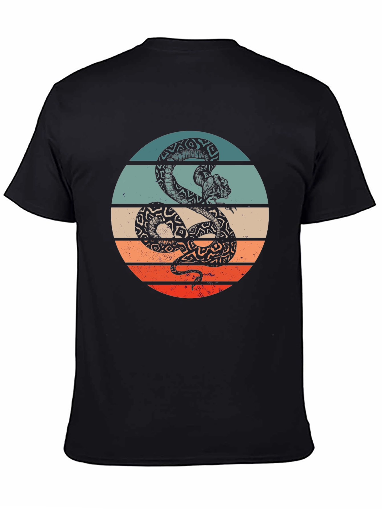 Black Retro Snake Graphic Tee - Vintage Style T-Shirt view 4