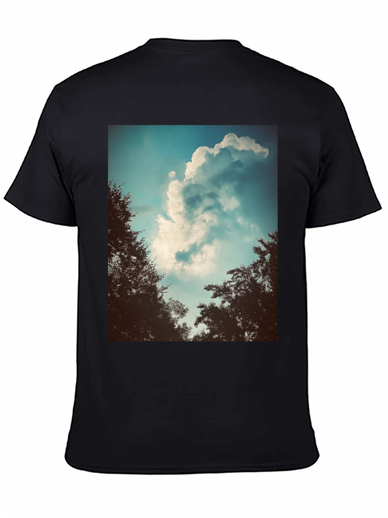Black Cloudscape Graphic Tee - Nature Inspired Design view 4