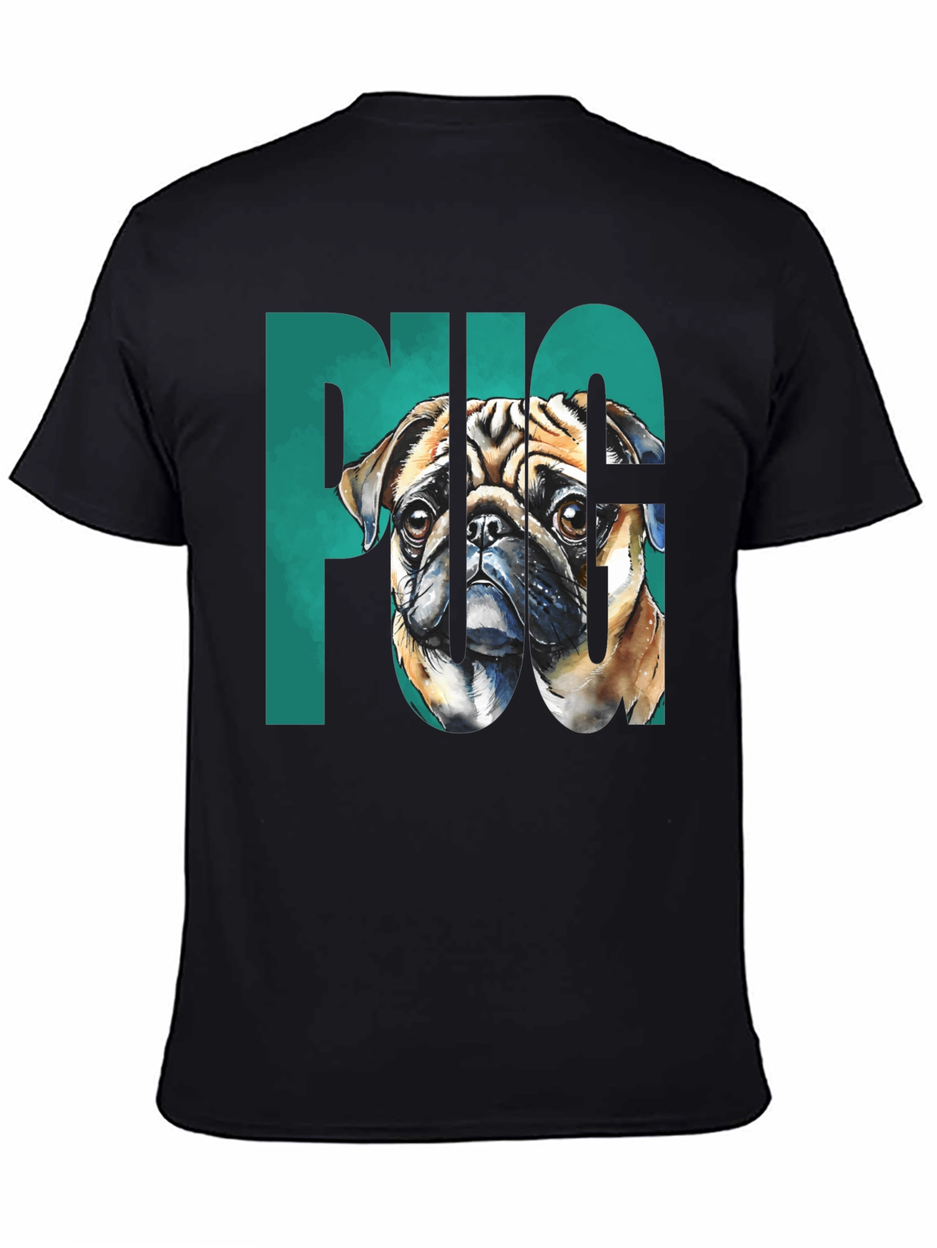 Black Pug Graphic Tee - Men's Black Cotton T-Shirt view 4