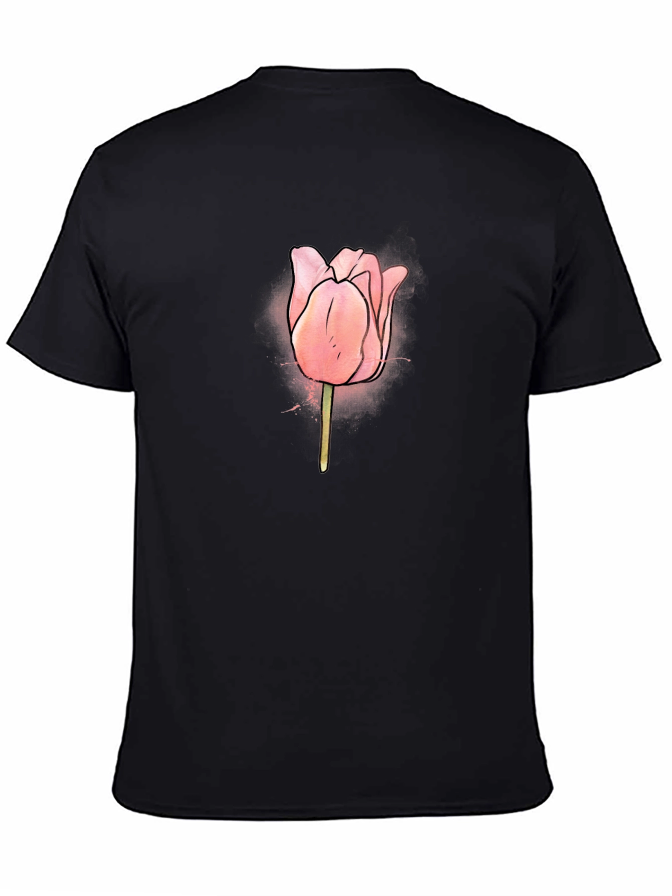 Black Tulip Graphic Black T-Shirt for Men view 4