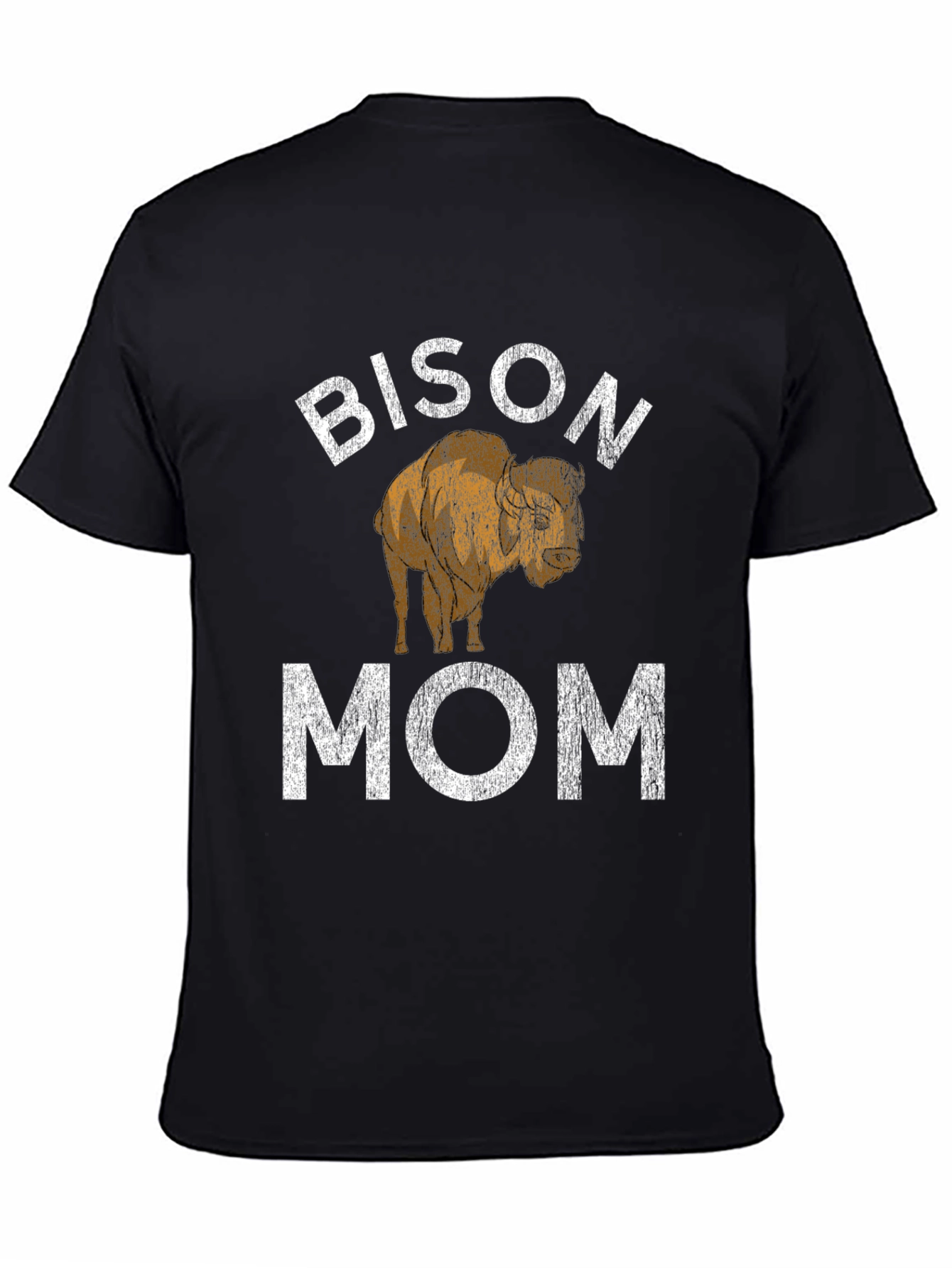 Black Bison Mom Graphic Tee - Black Cotton T-Shirt view 4