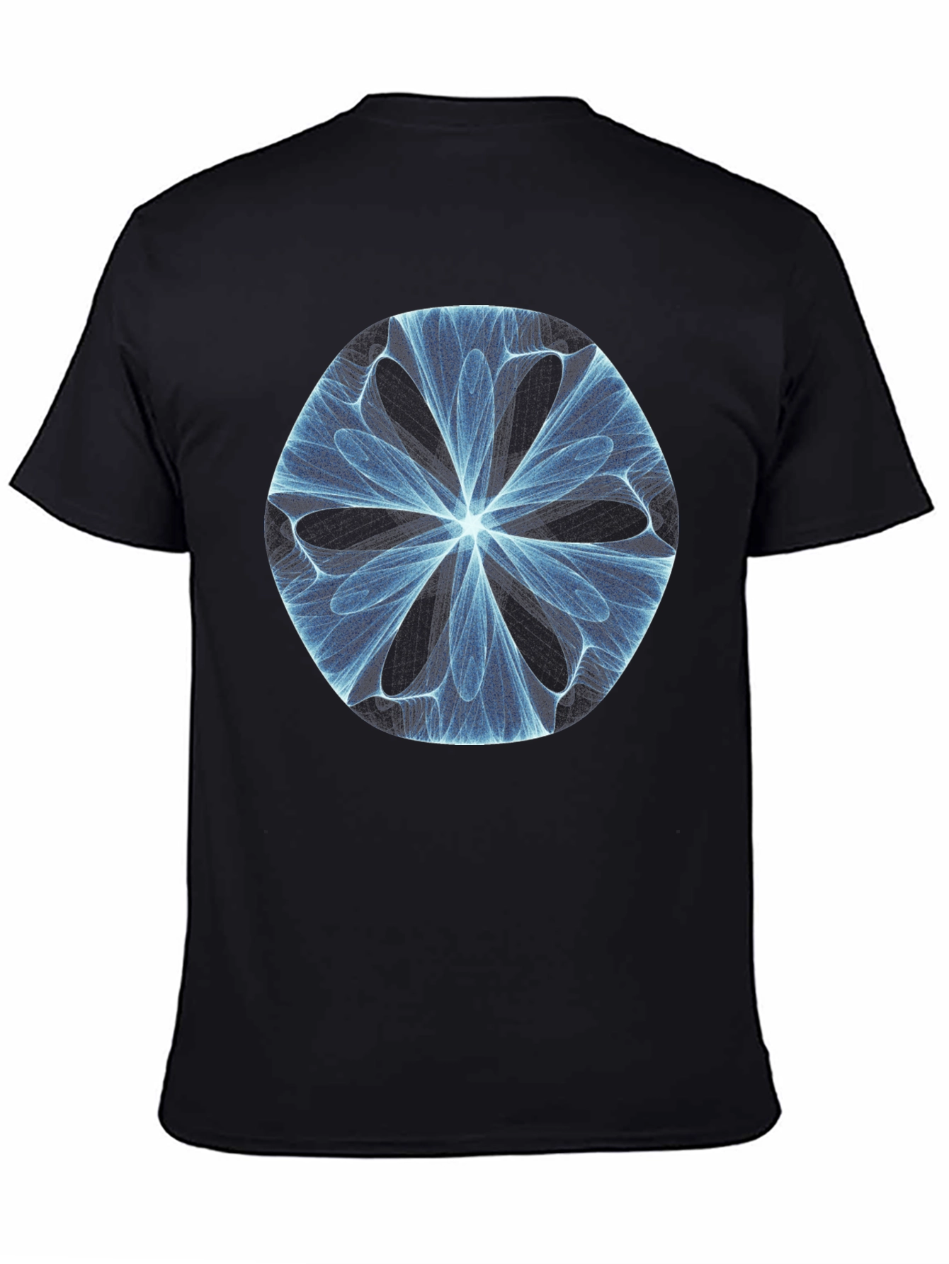 Black Abstract Fractal Design Black T-Shirt view 4