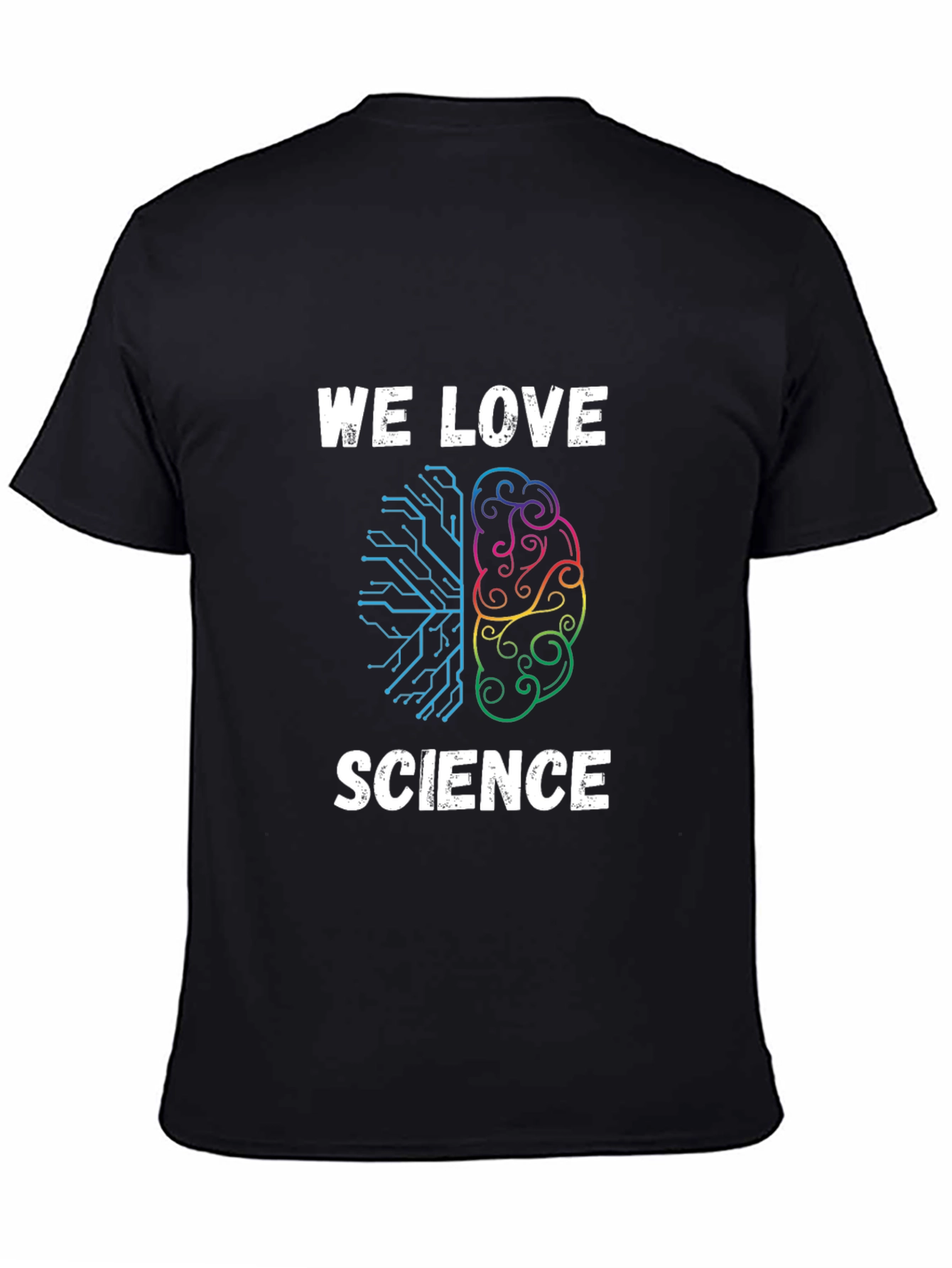 Black We Love Science Brain T-Shirt view 4