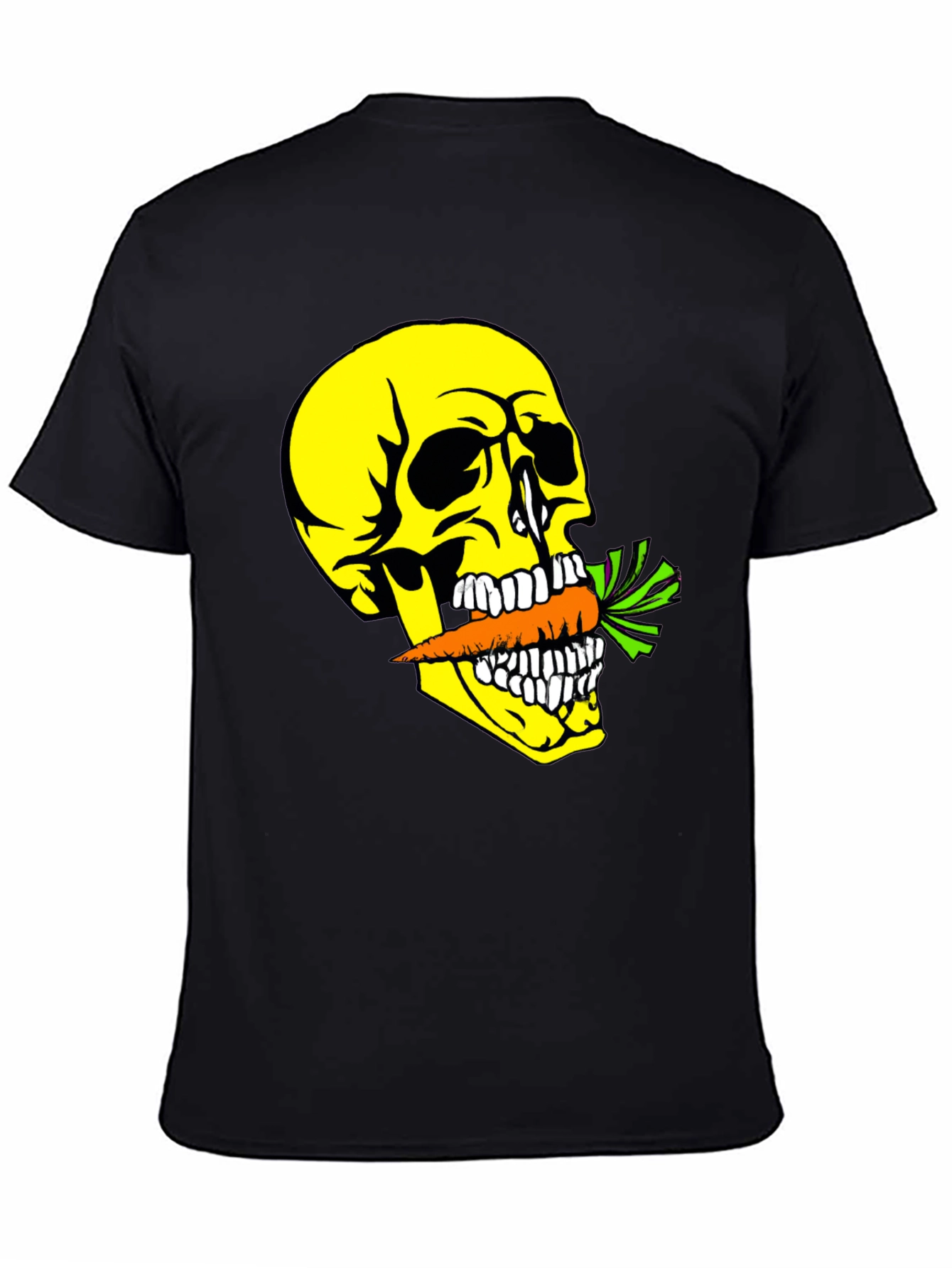 Black Skull with Carrot T-Shirt - Graphic Print Tee view 4