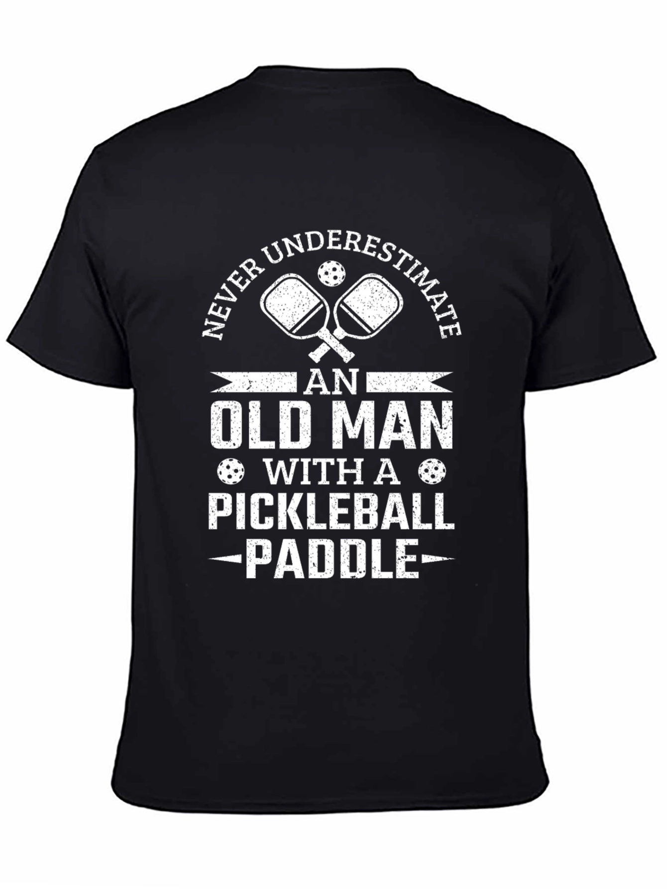 Black Funny Pickleball Old Man T-Shirt view 4