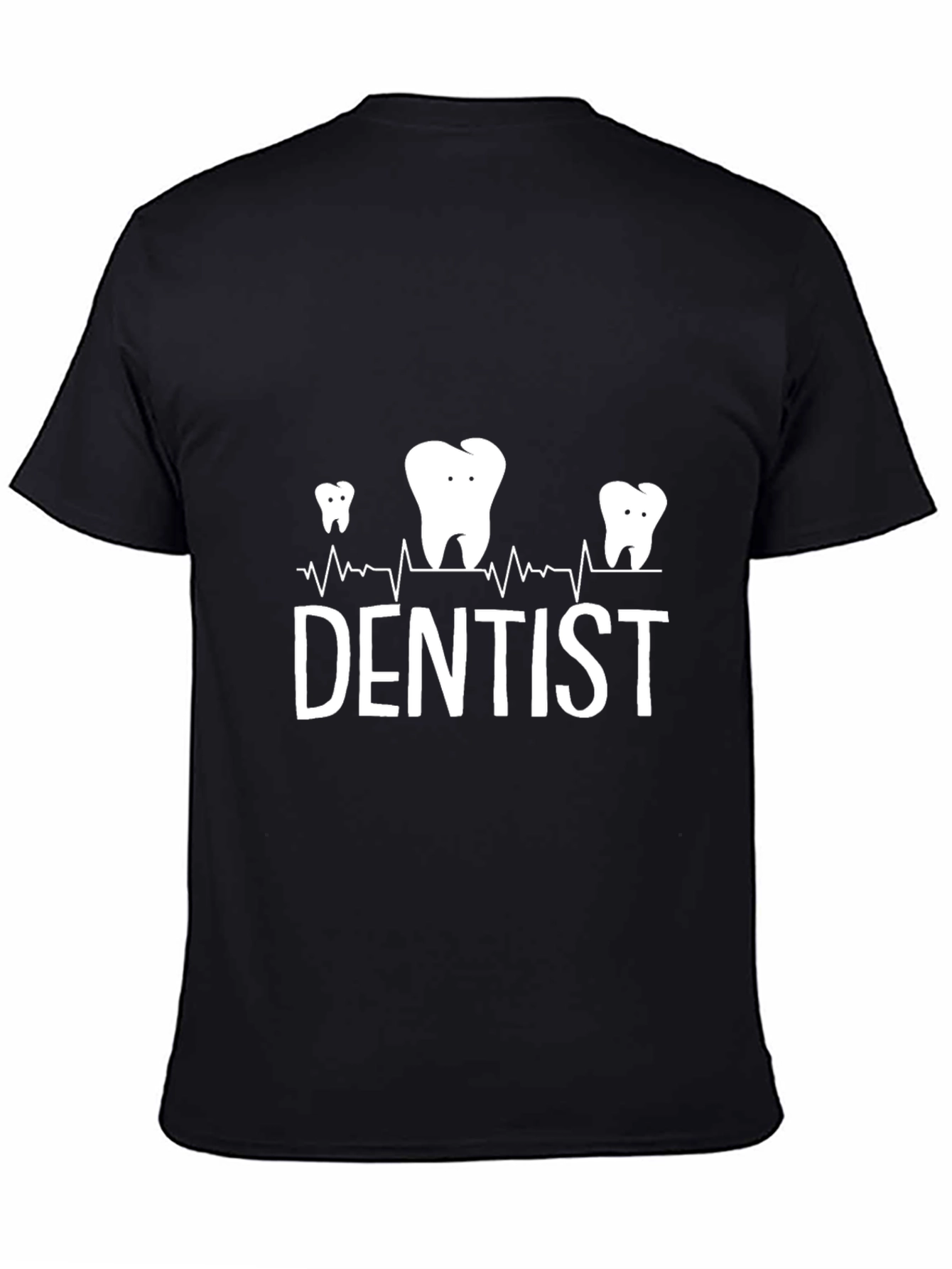 Black Dentist Tooth Heartbeat T-Shirt view 4