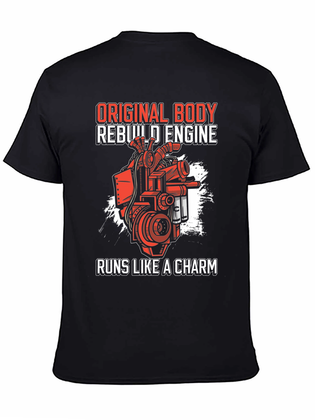 Black Original Body Rebuild Engine T-Shirt - Runs Like a Charm view 4
