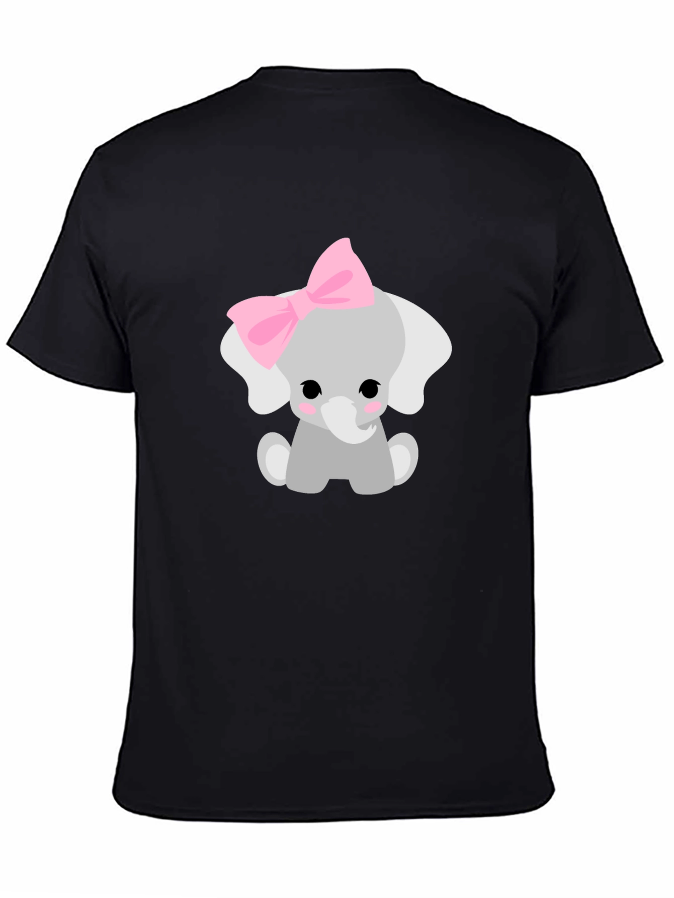 Black Cute Elephant Bow T-Shirt - Unisex Soft Cotton Tee view 4