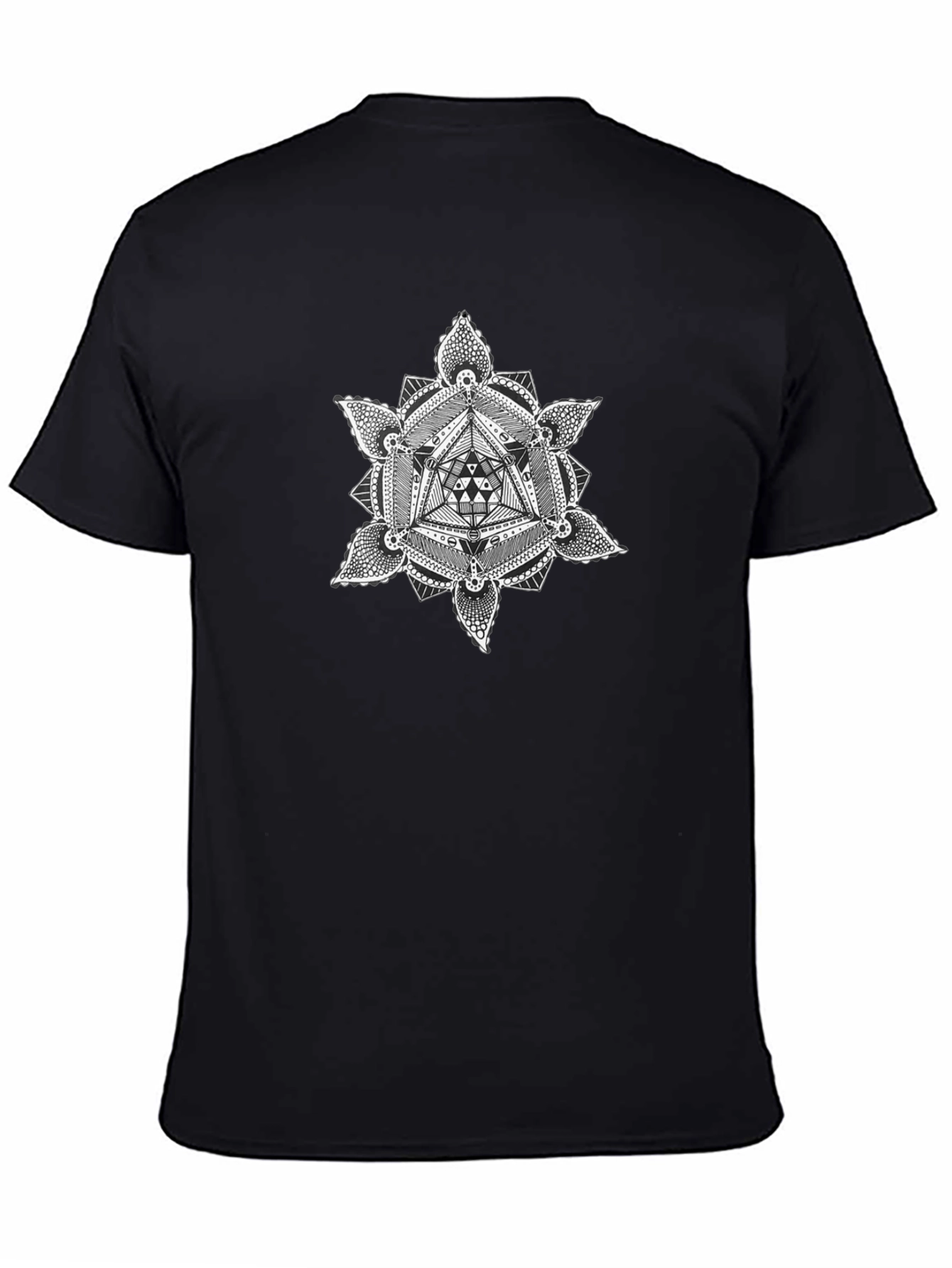 Black Geometric Mandala Graphic Tee - Black Cotton Shirt view 4