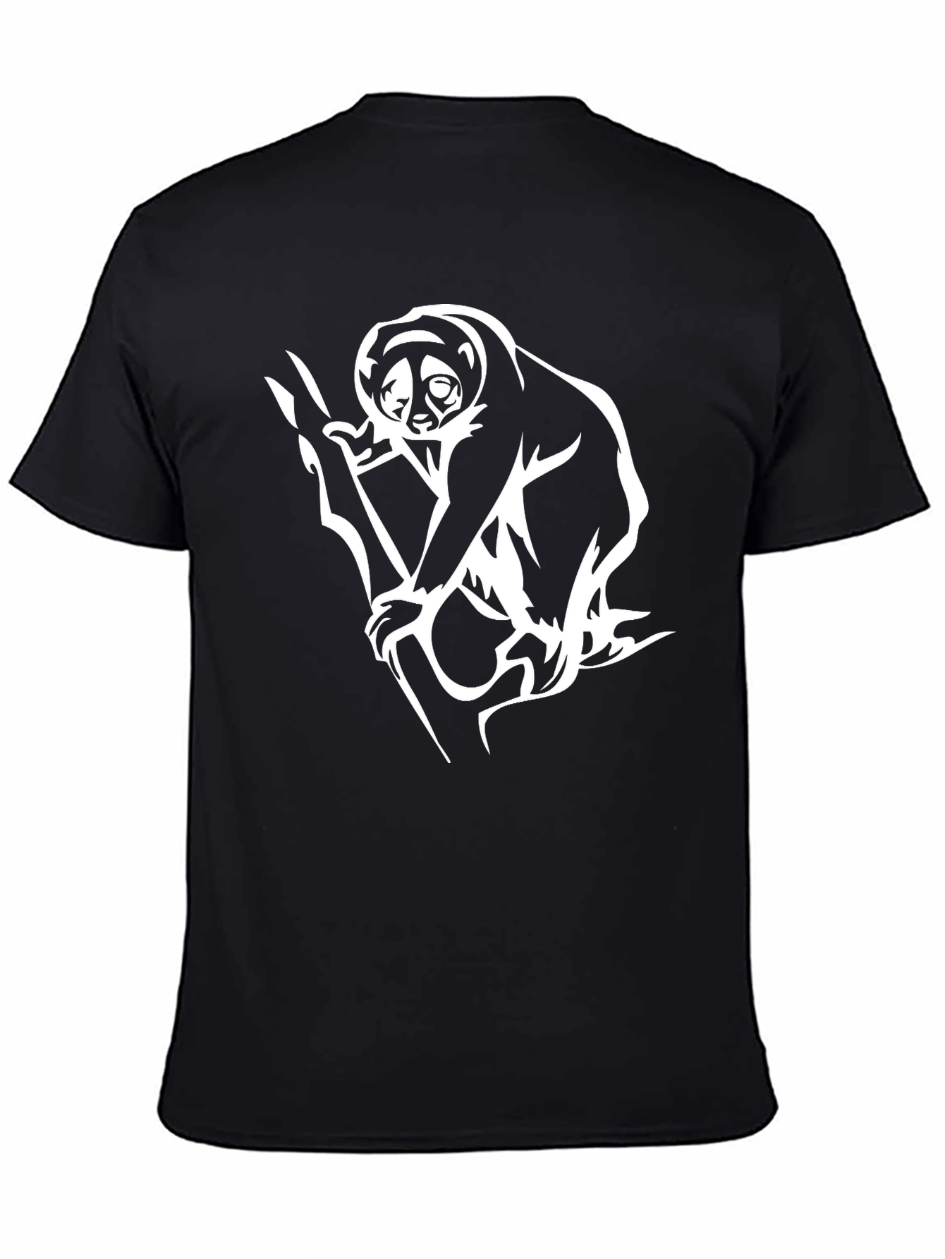 Black Slow Loris Graphic Tee - Black Cotton Shirt view 4