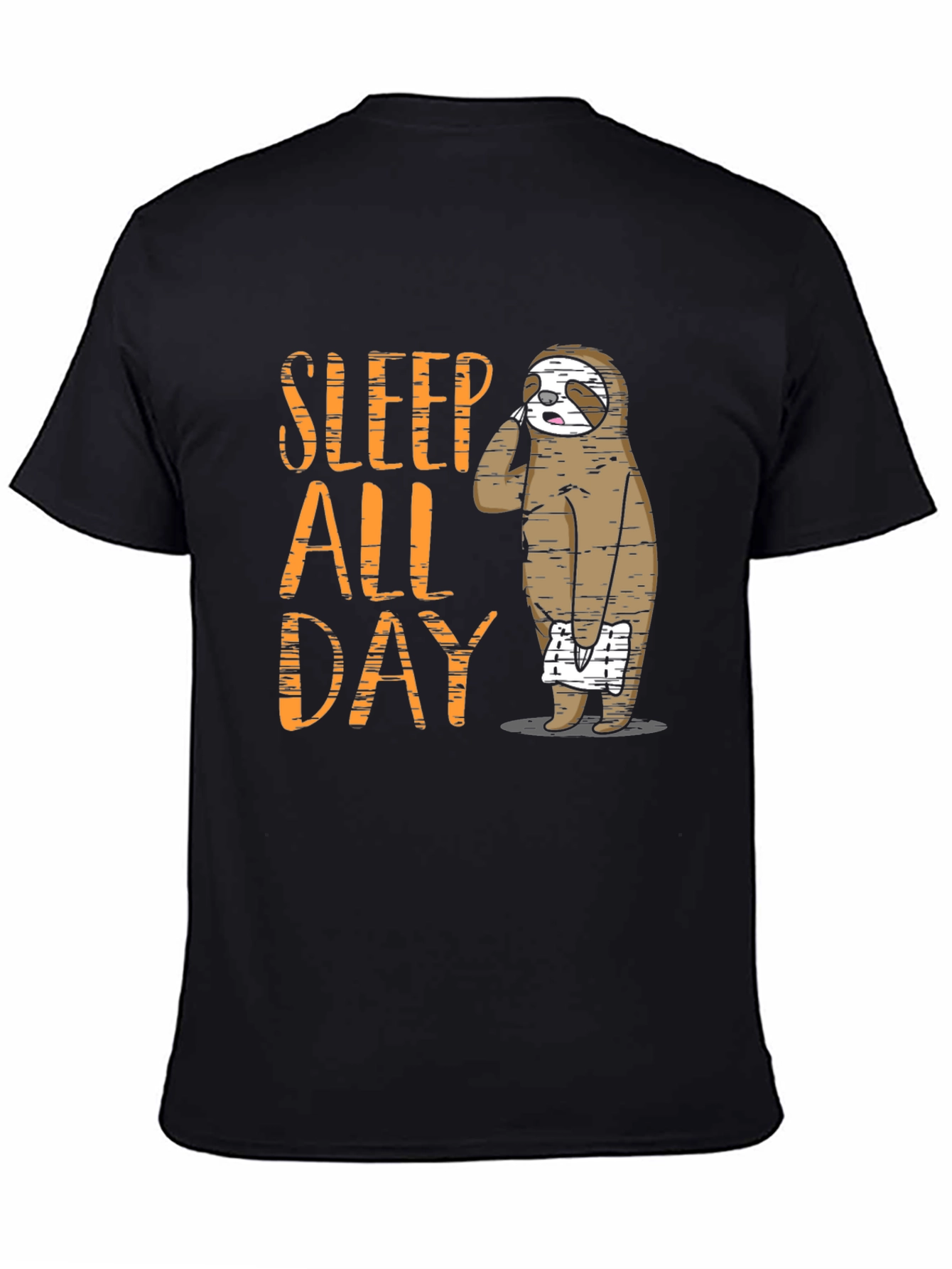 Black Sleep All Day Sloth Graphic T-Shirt view 4