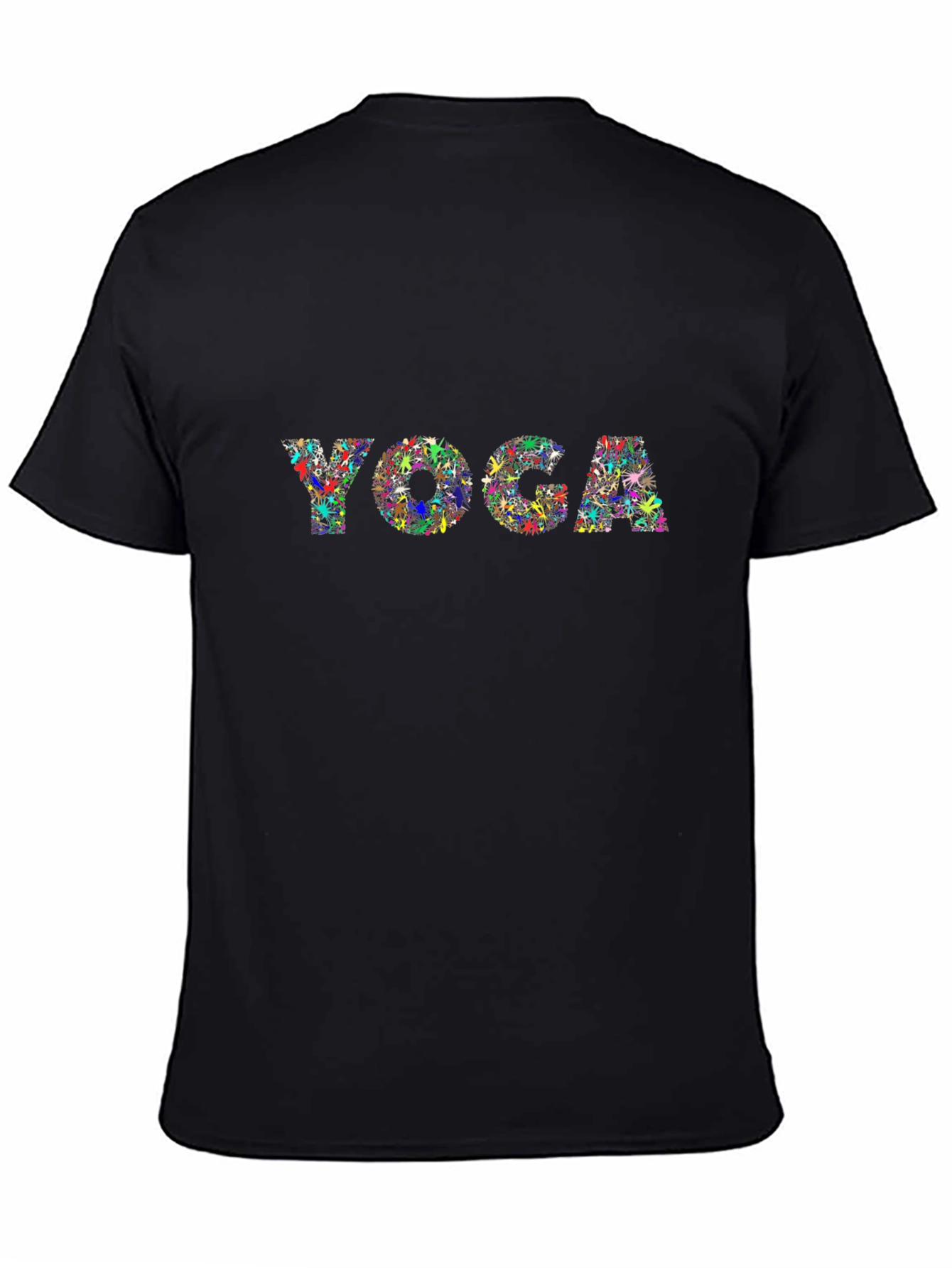 Black Yoga T-Shirt Colorful Print Unisex view 4