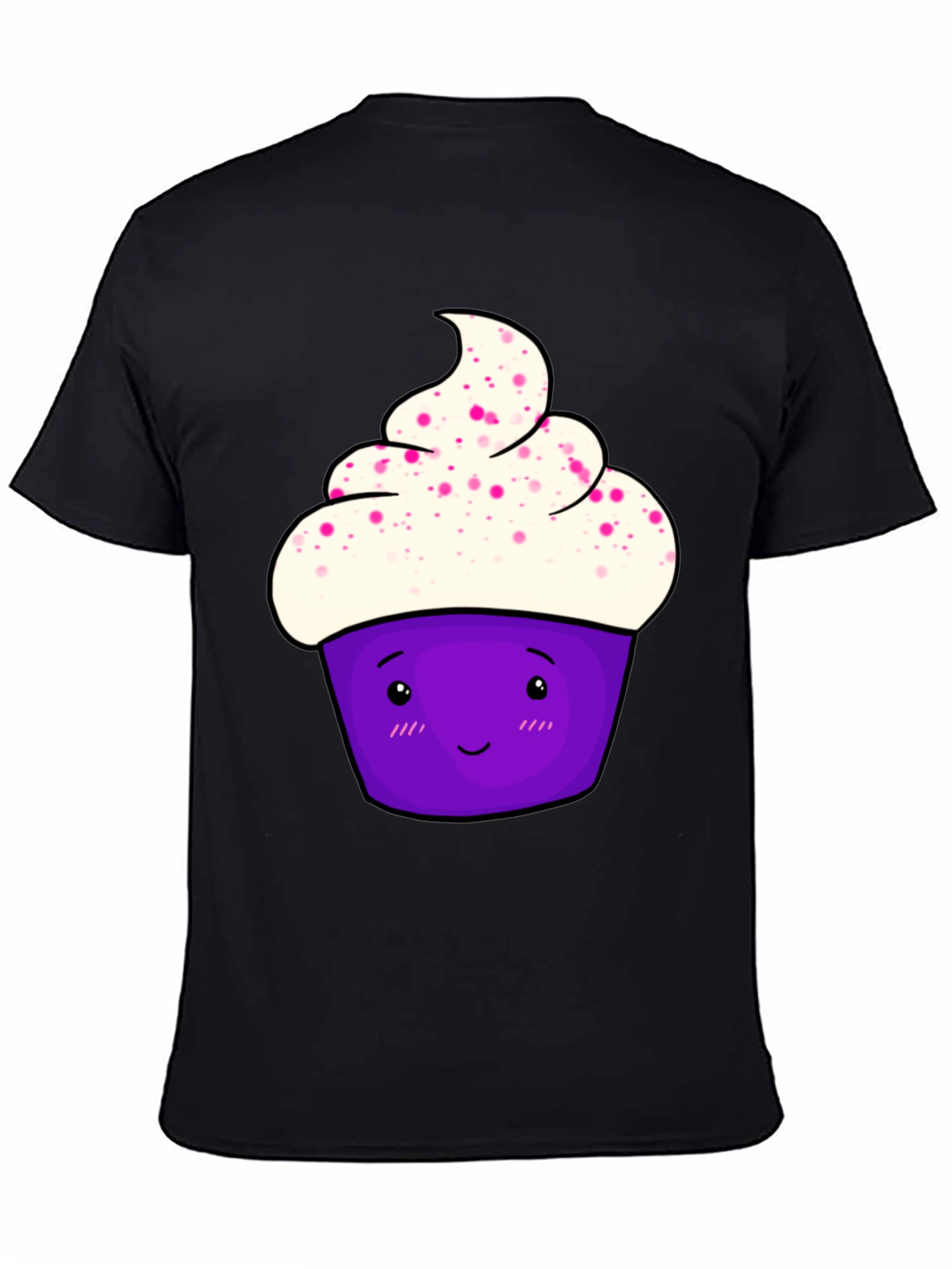 Black Cute Cupcake Graphic T-Shirt - Black Cotton Tee view 4