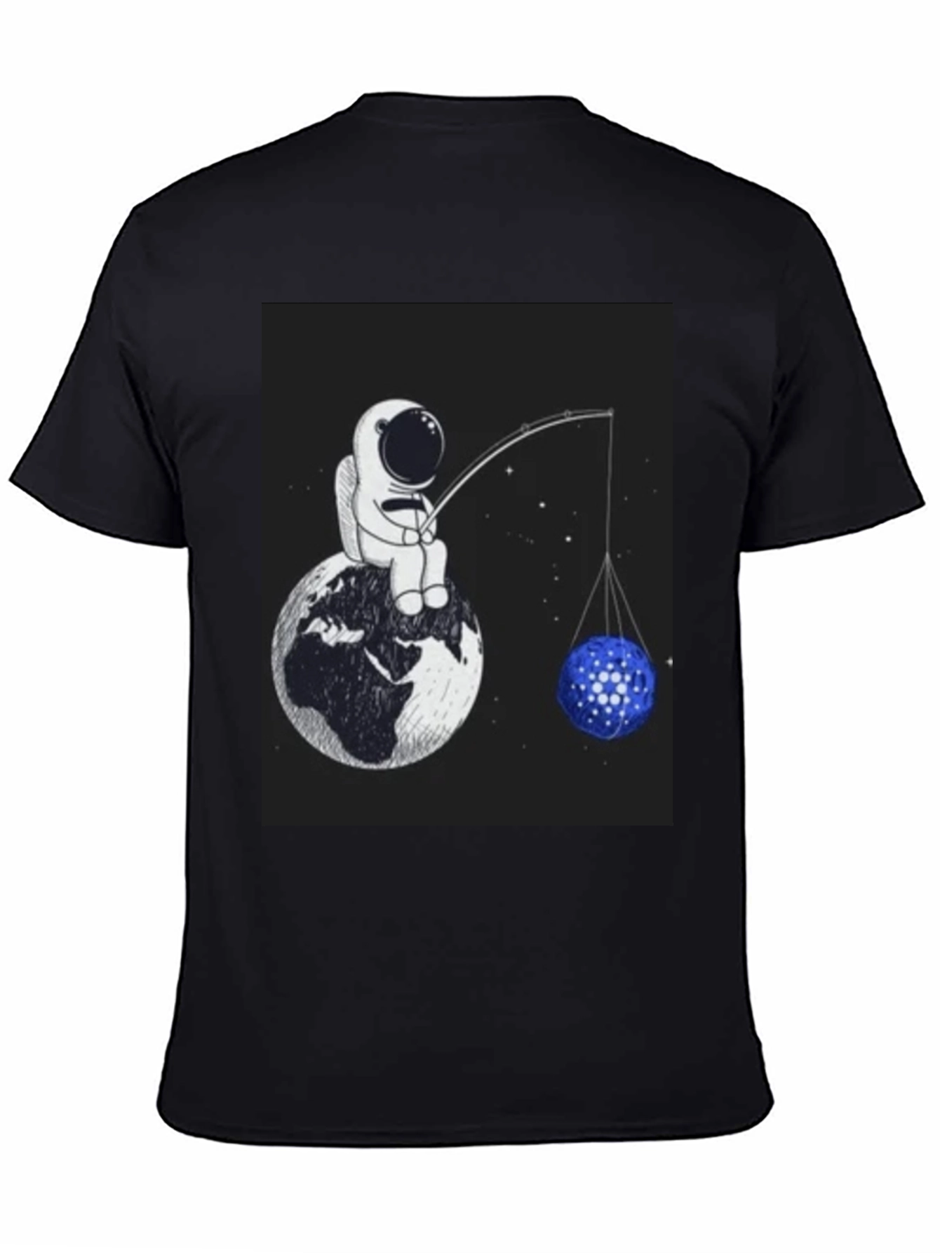 Black Astronaut Fishing T-Shirt - Unique Space Design view 4
